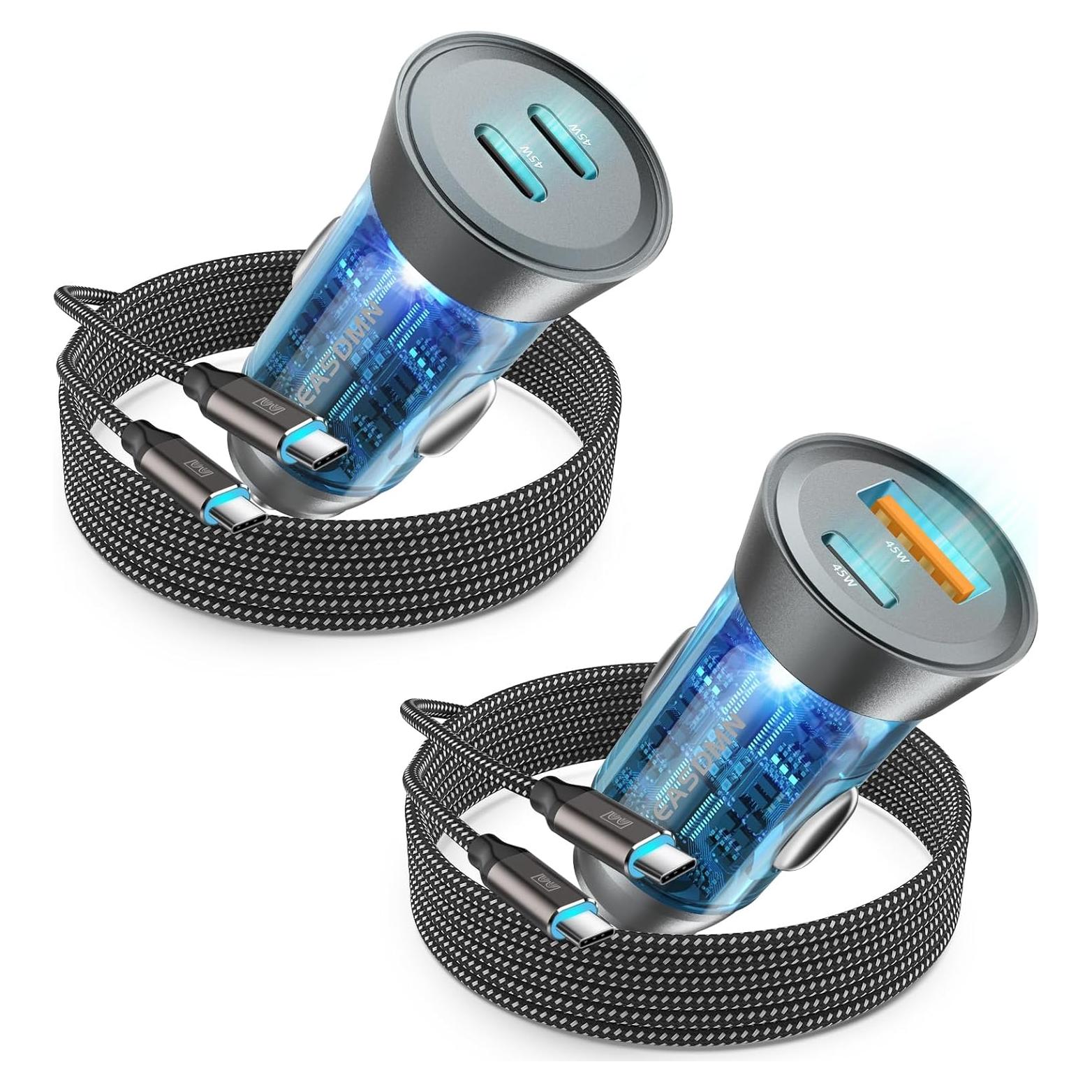 Cargador de Coche USB C EASDMN 90W Doble Puerto PD 45W QC 45W