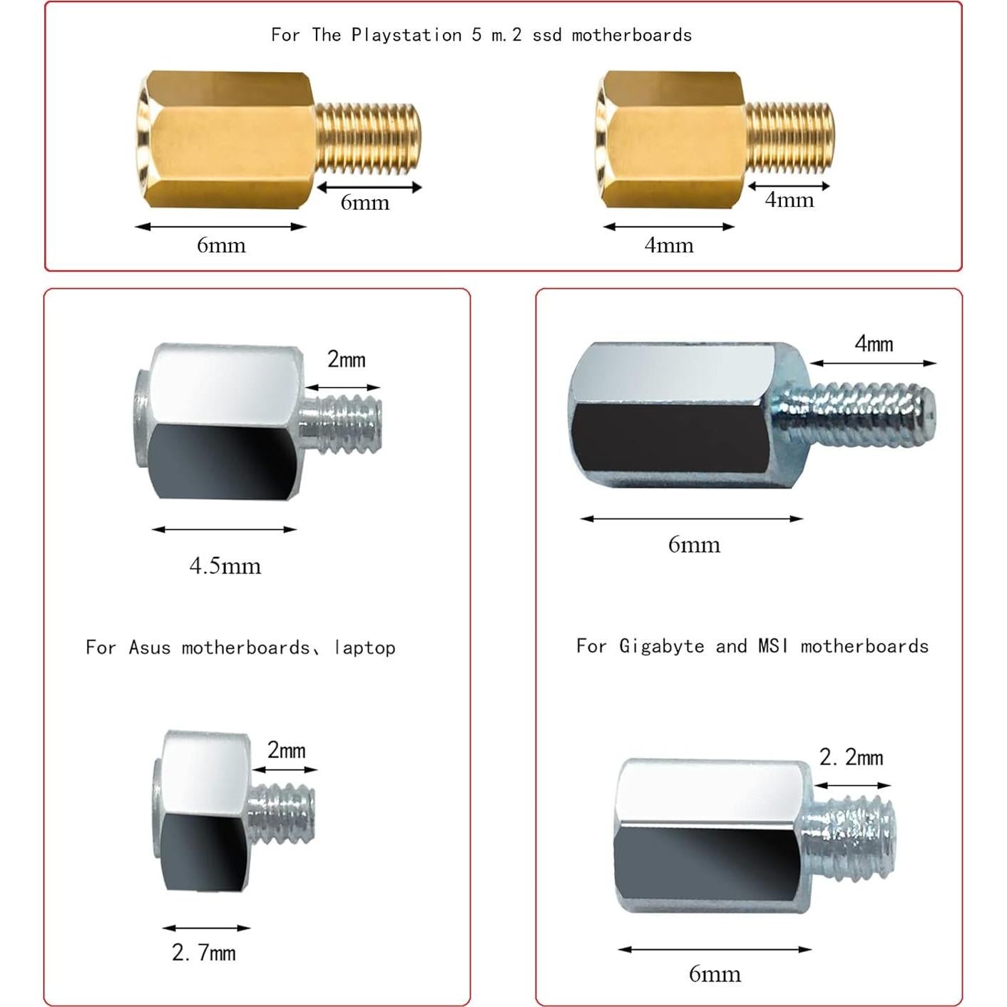 Kit de tornillos M.2 para placas base Asus Gigabyte MSI 36p