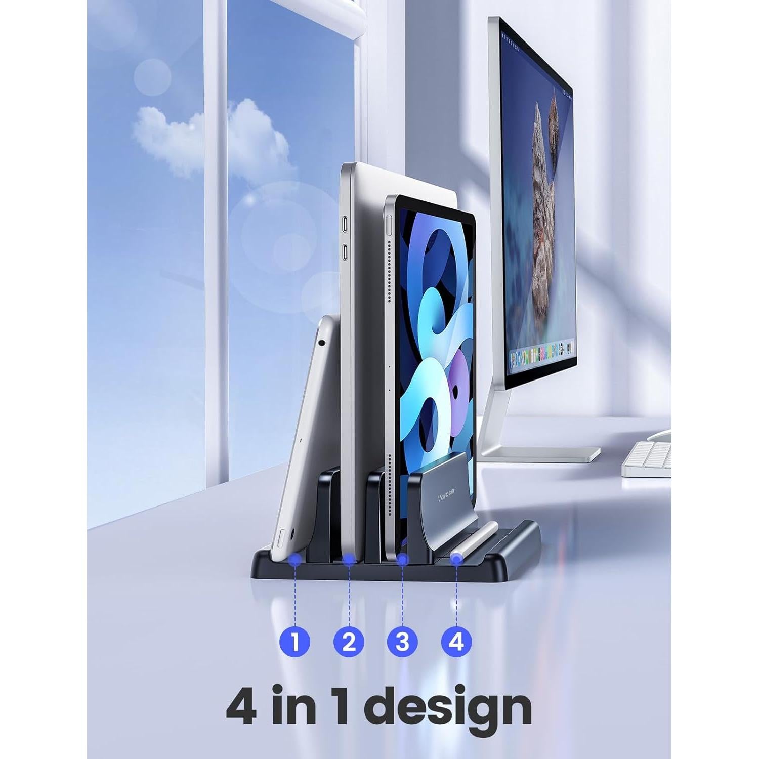 Soporte Vertical para Laptop Vaydeer Ajustable 4 en 1 Negro