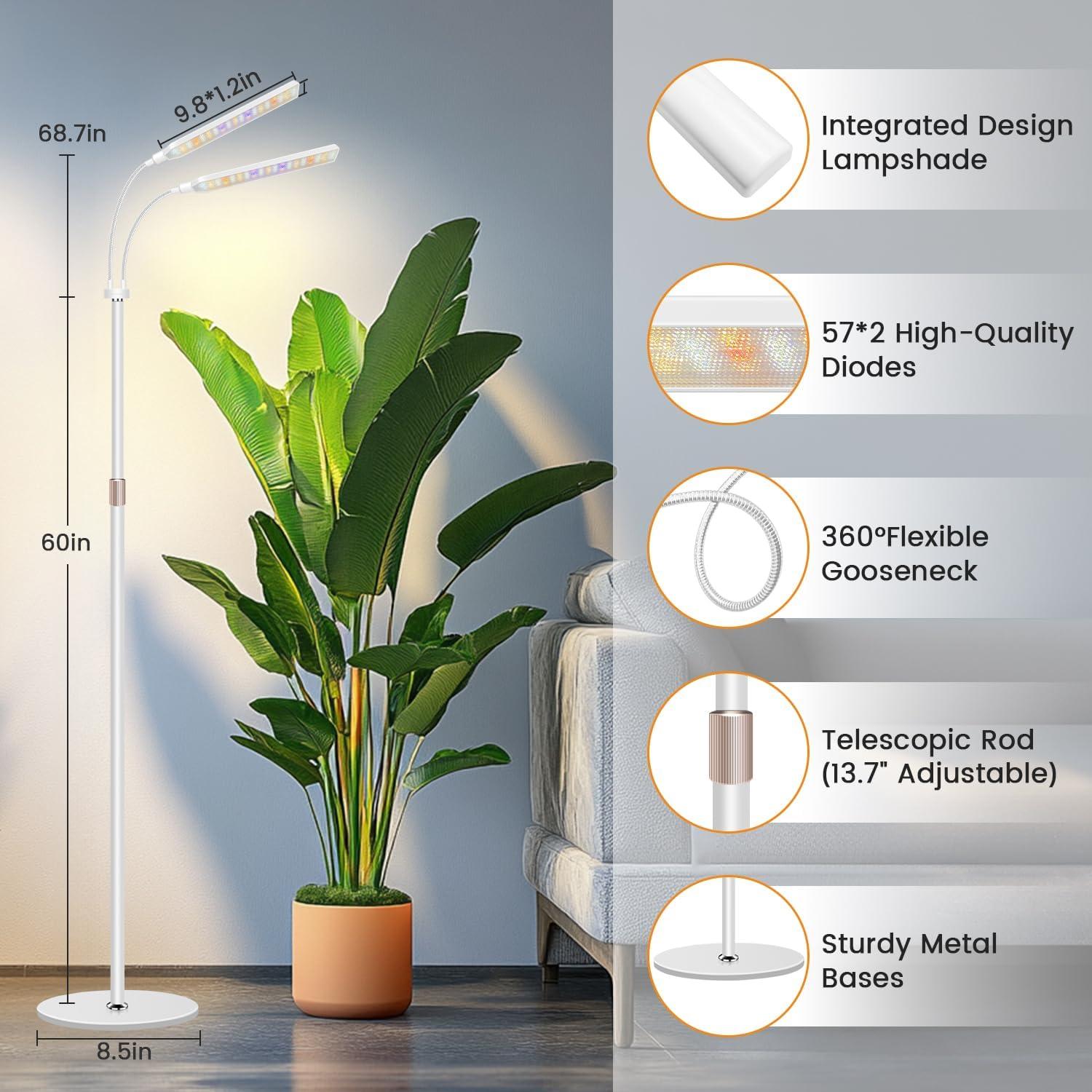 Luz de Crecimiento para Plantas Kullsinss 2 Cabezas Espectro Completo