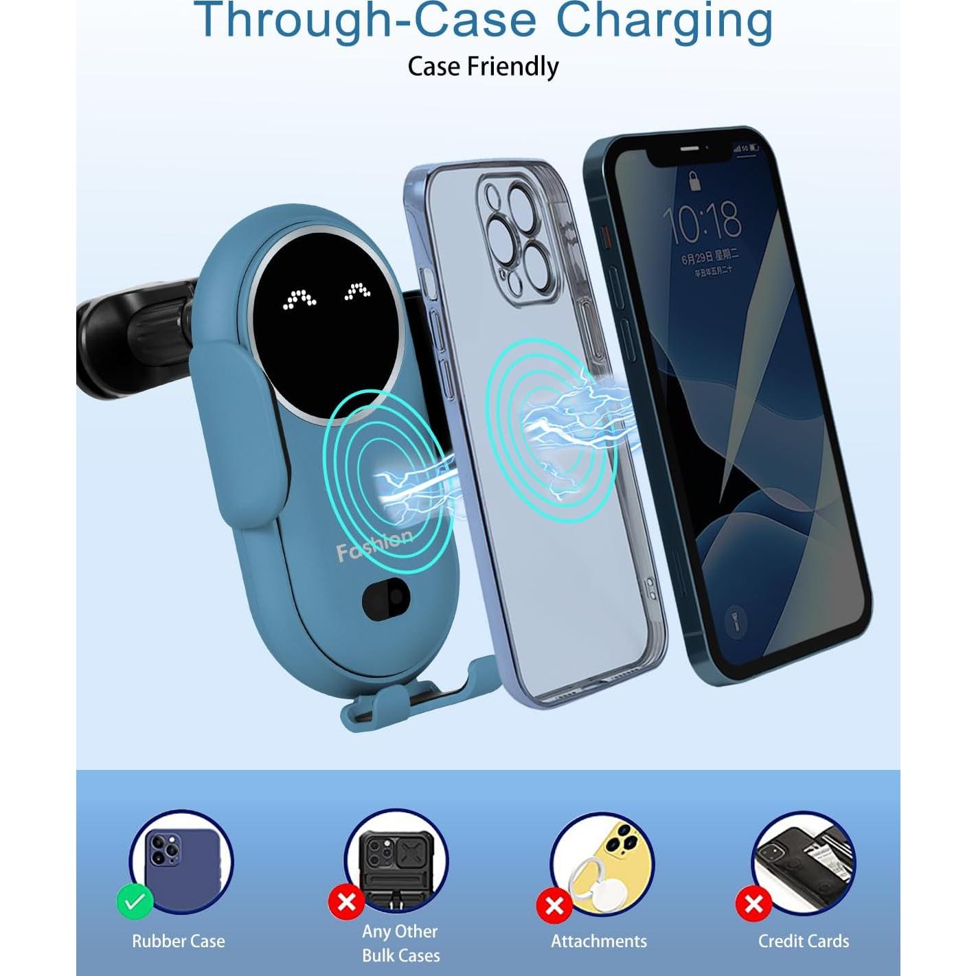 Cargador Inalámbrico para Auto Swascoger 15W Azul Marino