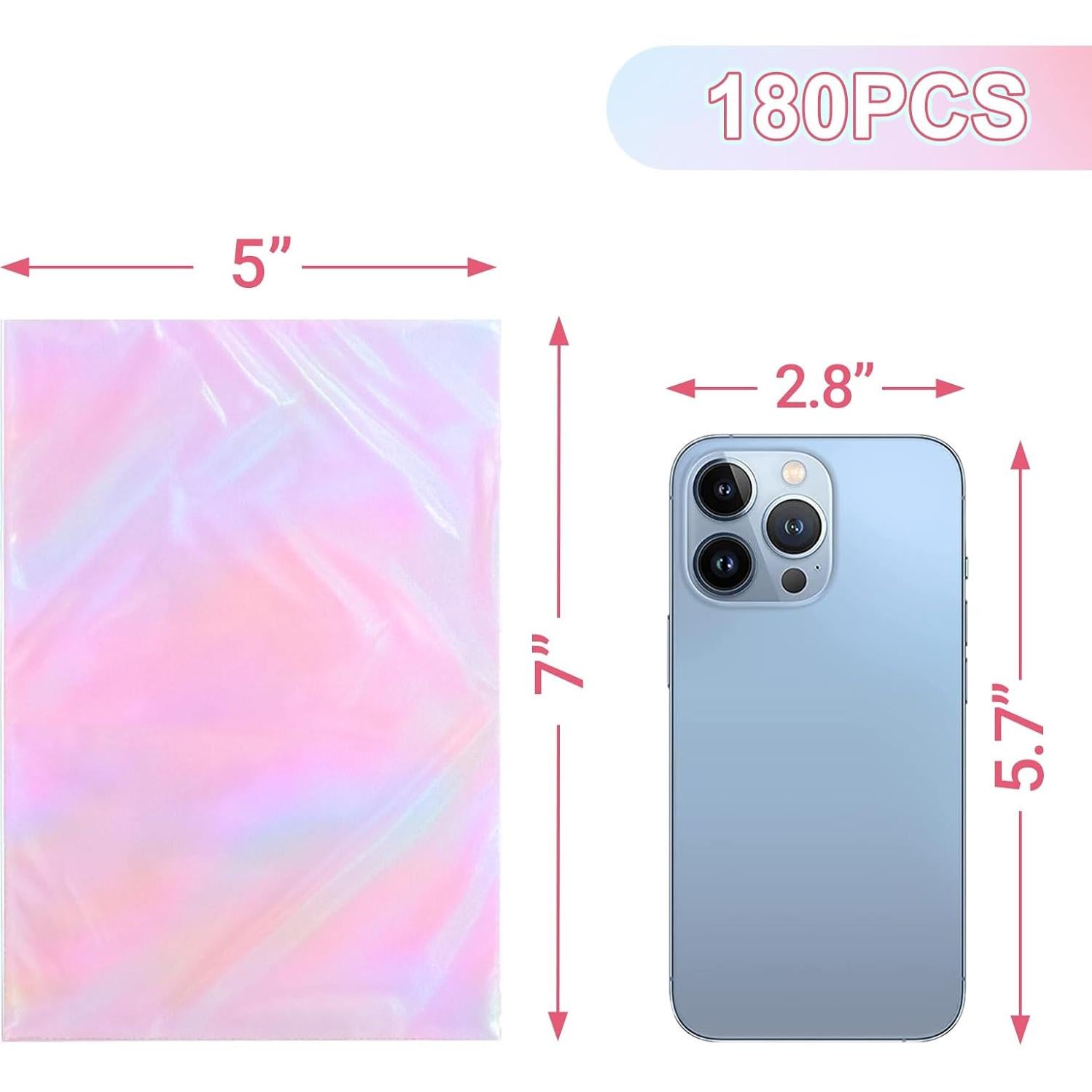 Bolsas de Celofán Iridiscentes Aubeco 180 Pcs 12.7x17.8 cm