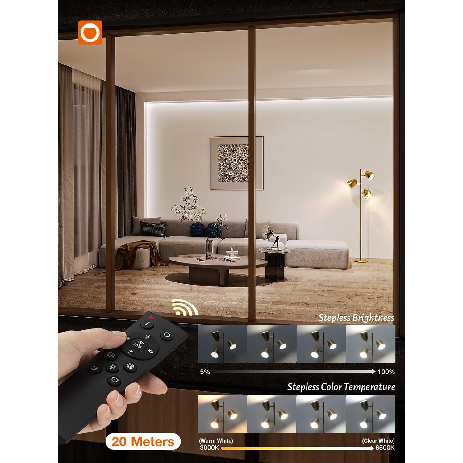 Lámpara de Pie LED addlon YY-02 con Control Remoto Dorado