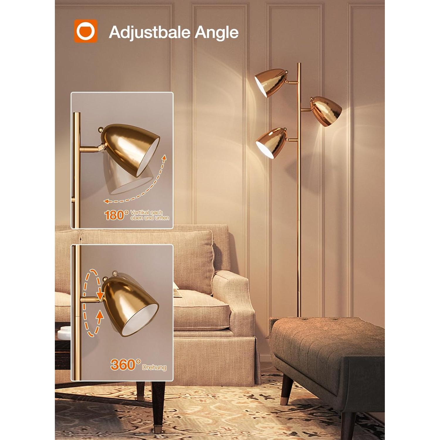 Lámpara de Pie LED addlon YY-02 con Control Remoto Dorado