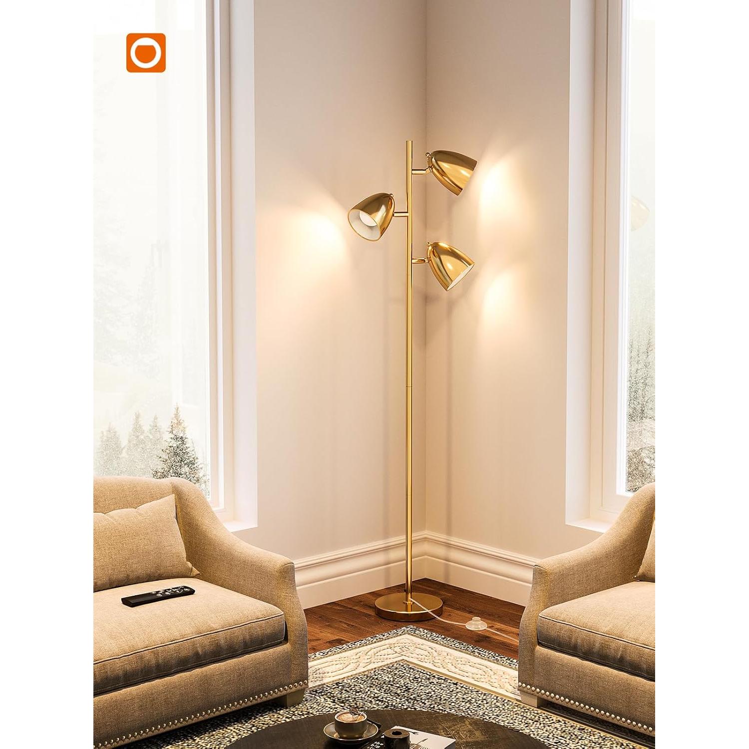 Lámpara de Pie LED addlon YY-02 con Control Remoto Dorado