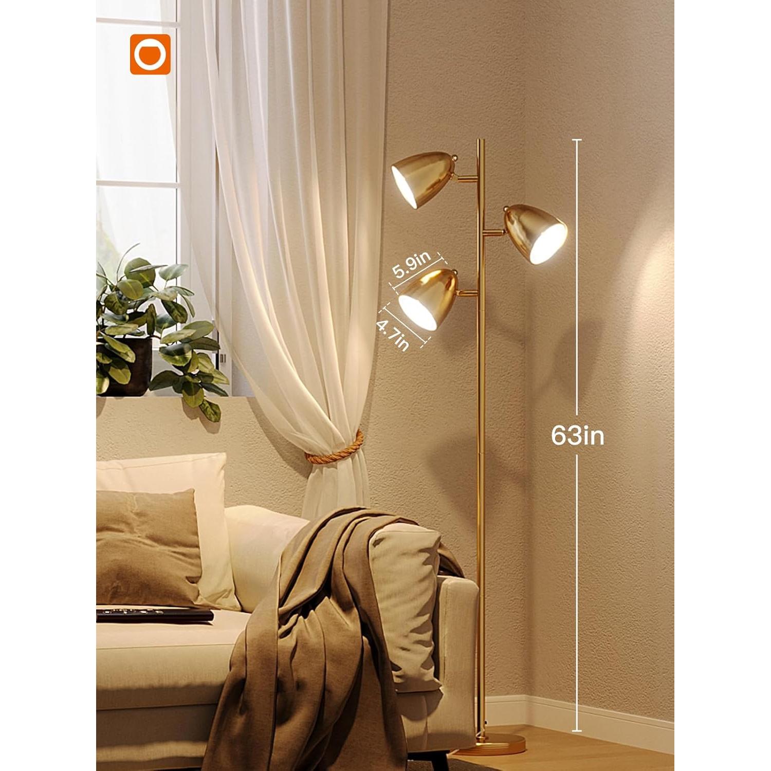 Lámpara de Pie LED addlon YY-02 con Control Remoto Dorado