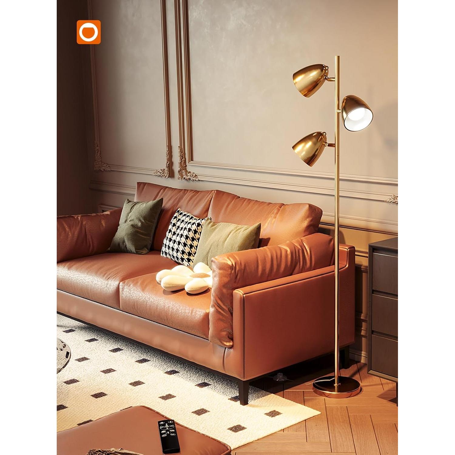 Lámpara de Pie LED addlon YY-02 con Control Remoto Dorado