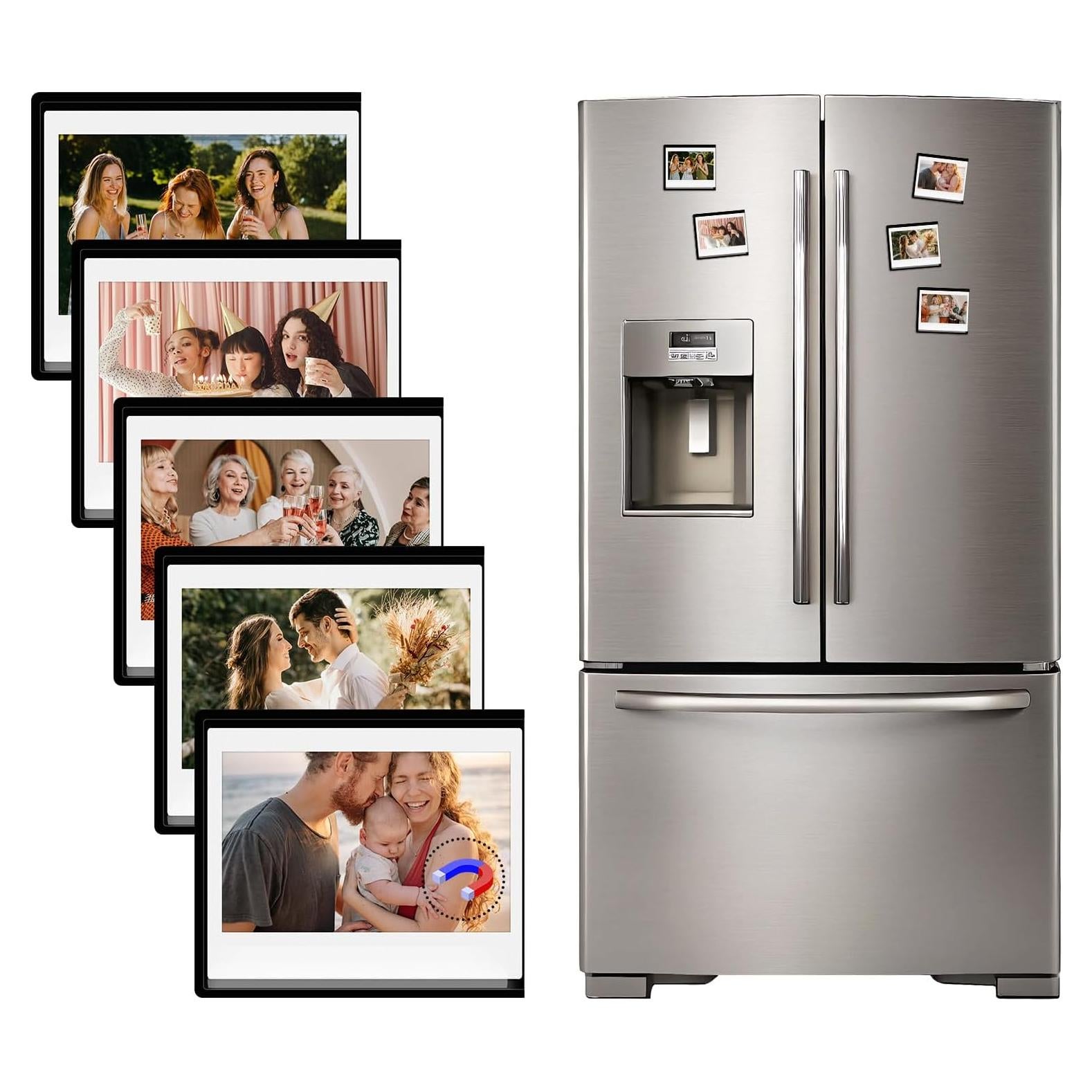 Marcos de Fotos Magnéticos HIYQIN - Paquete de 5 Negro 8.9x10.8 cm