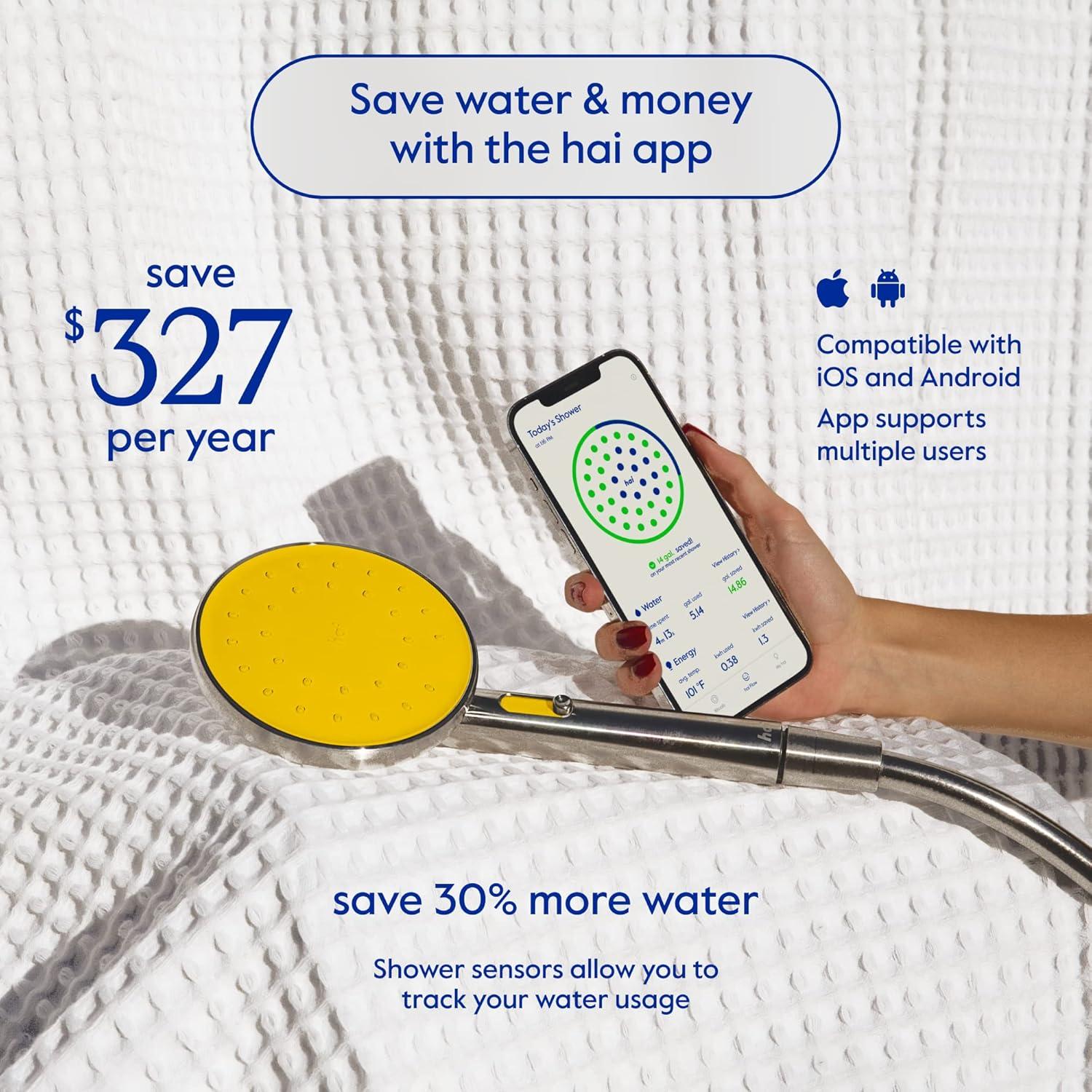 Cabezal de Ducha Inteligente hai Citron 9.5 L/min Acero Inoxidable