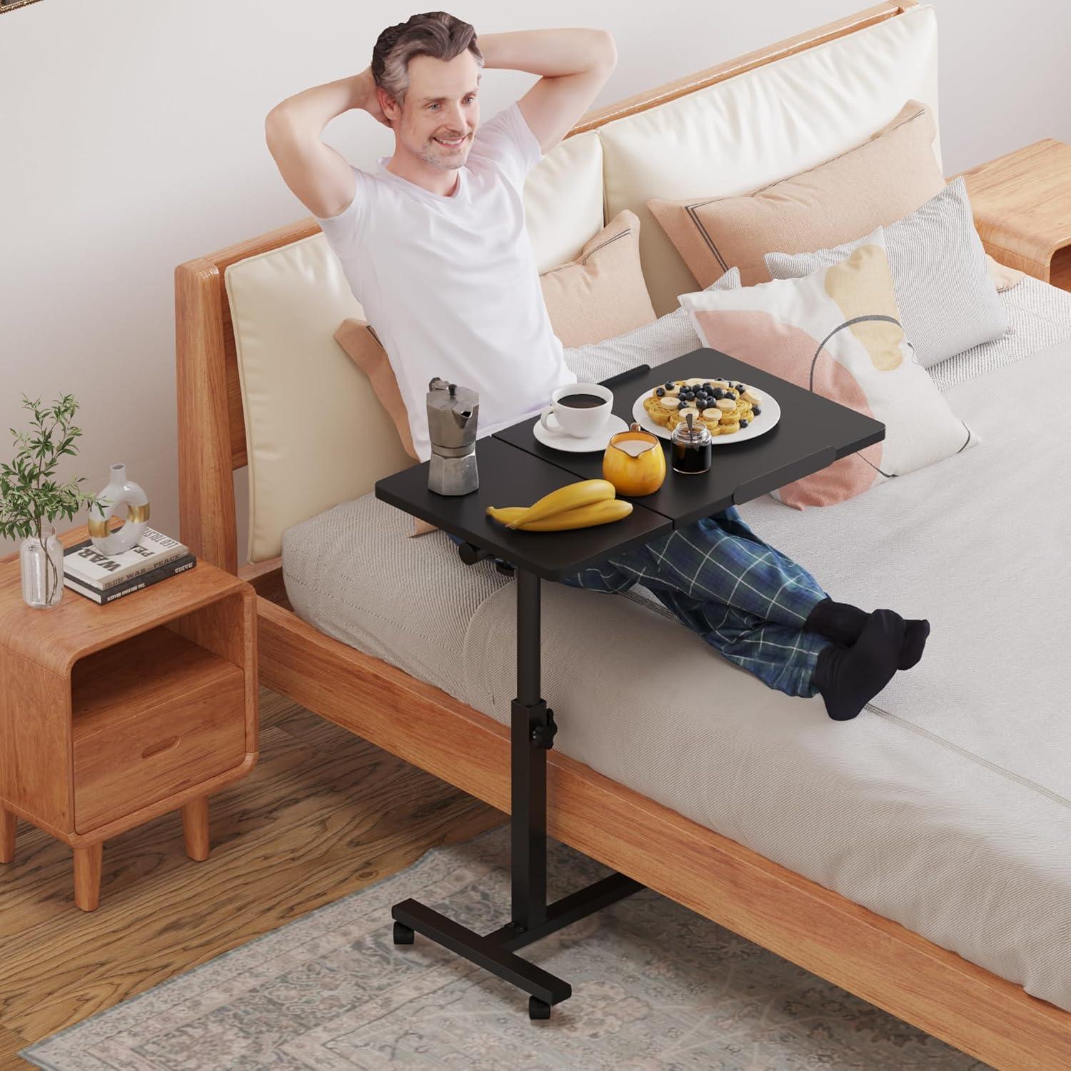 Mesa Ajustable sobre la Cama JXINONT con Ruedas - Negro