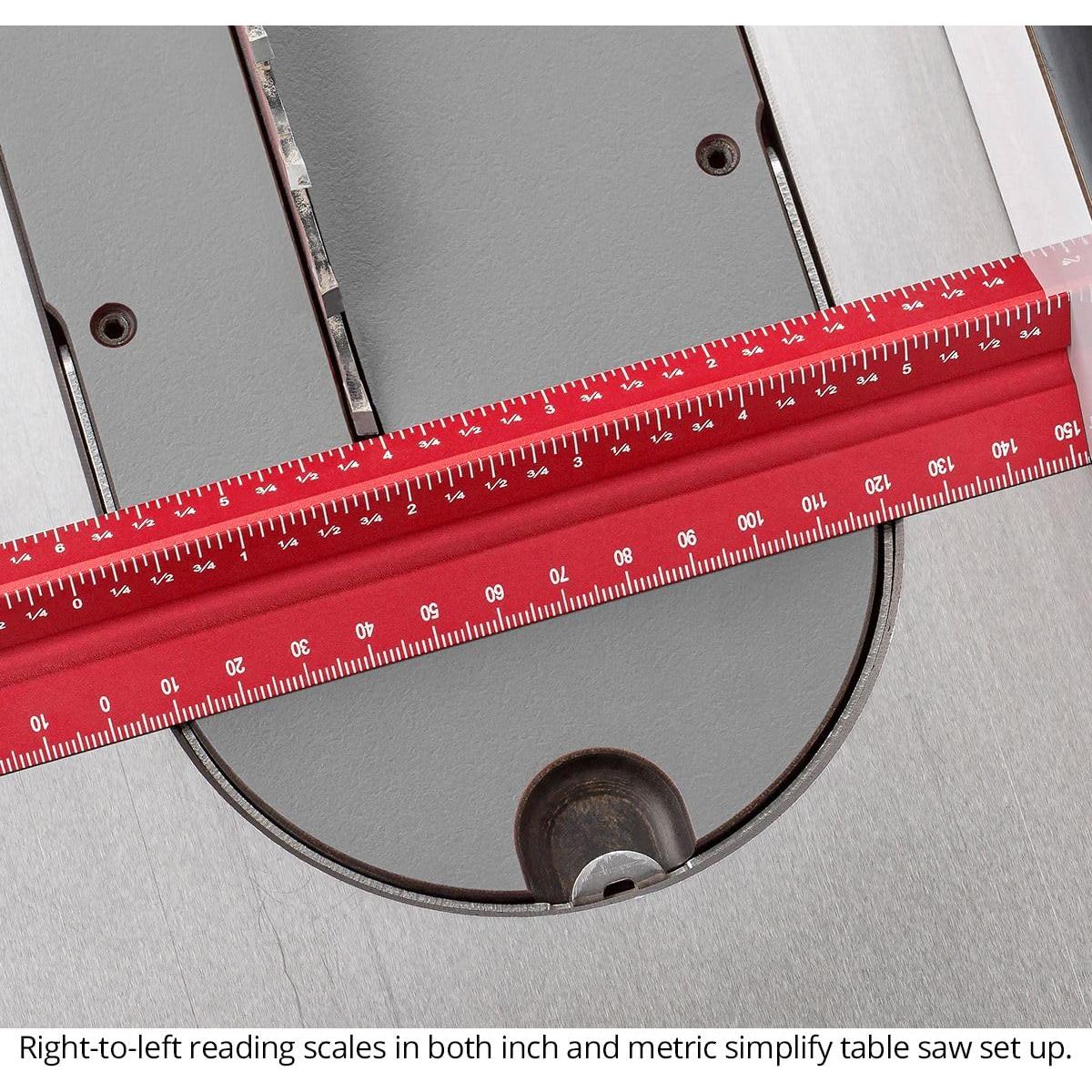 Regla HexScale Woodpeckers 12" (300mm) 6-en-1 con Tope