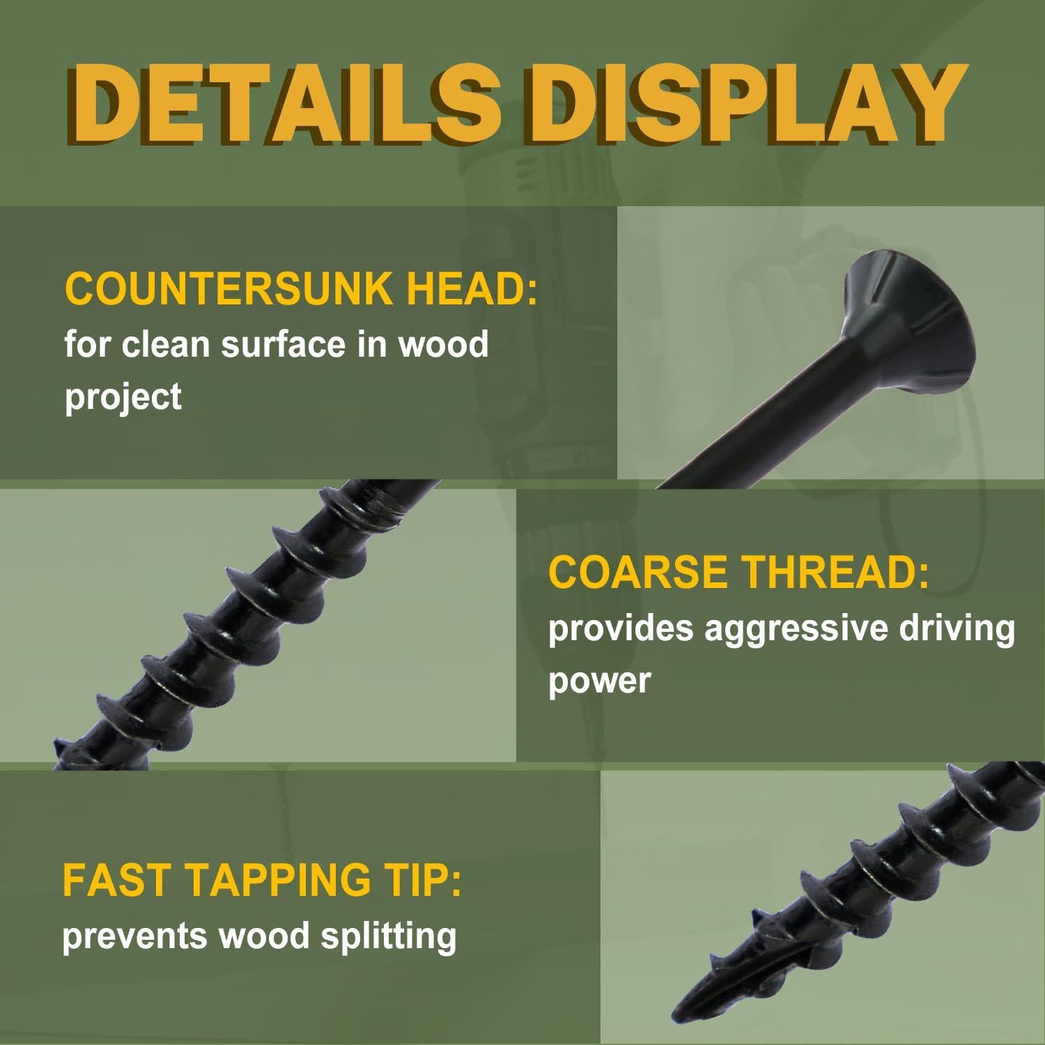 Tornillos para Deck LIONMAX #8 x 3.18 cm, 100 Piezas, Negro