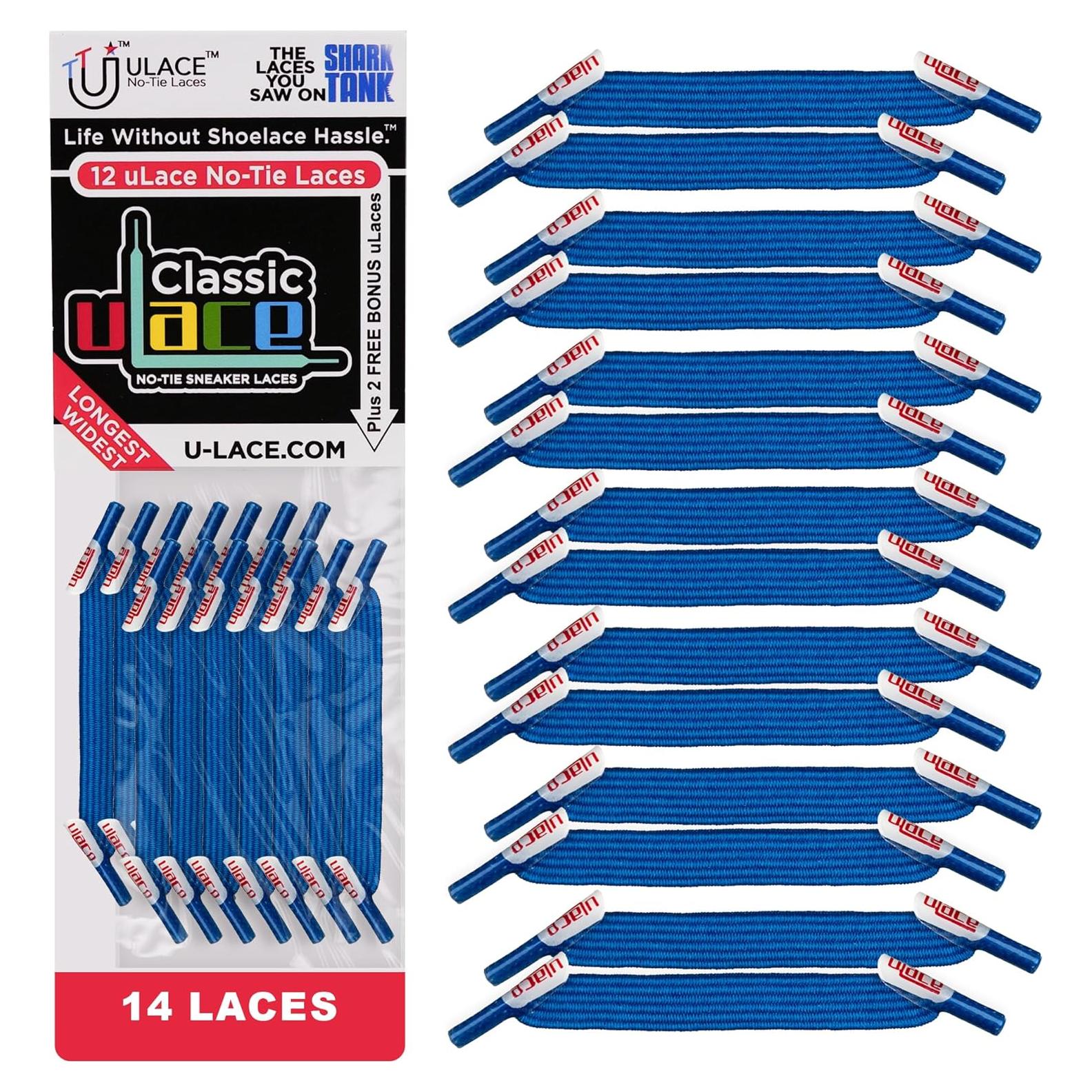 Cintas Elásticas Sin Nudos uLace Clásico - Azul Brillante - 14 Unidades