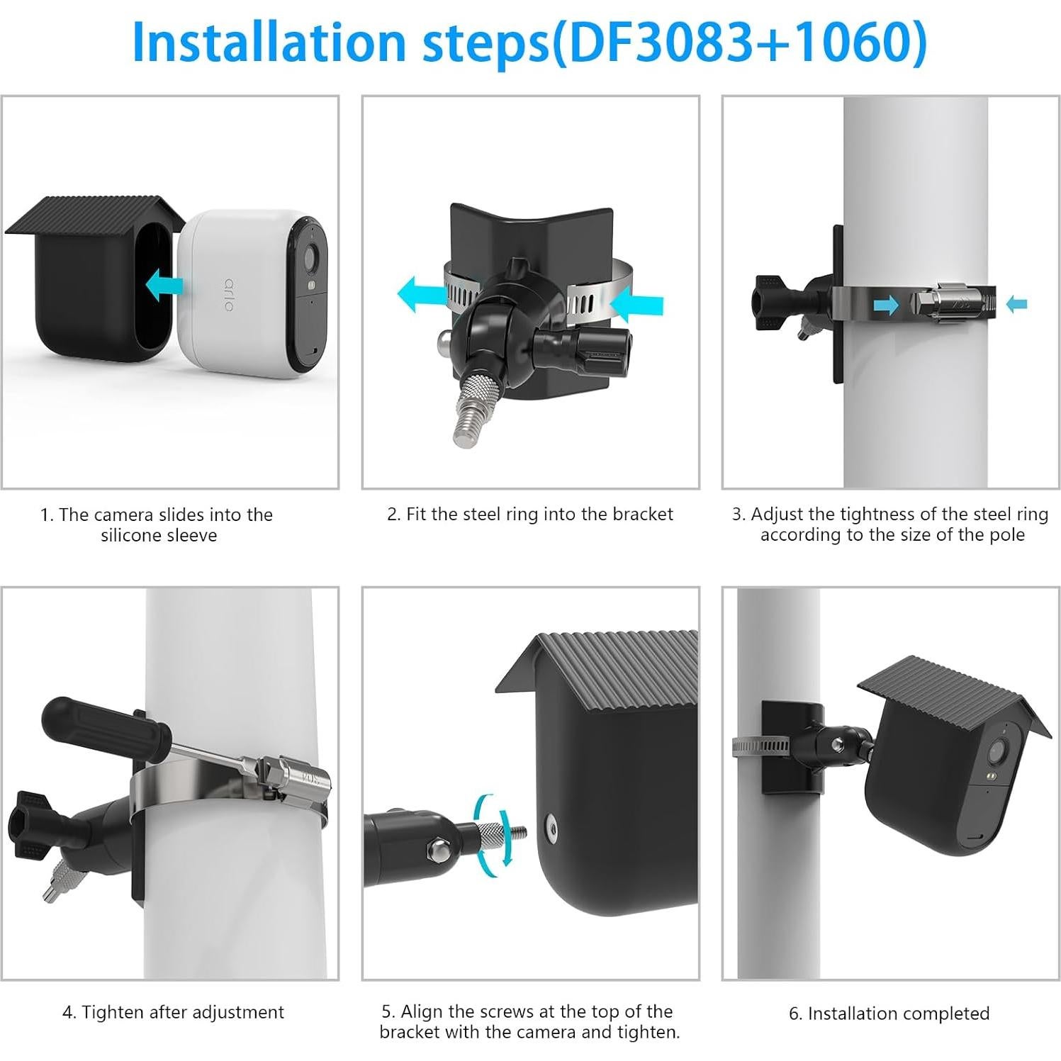 Montaje en Poste y Cubierta de Silicona OkeMeeo para Arlo XL