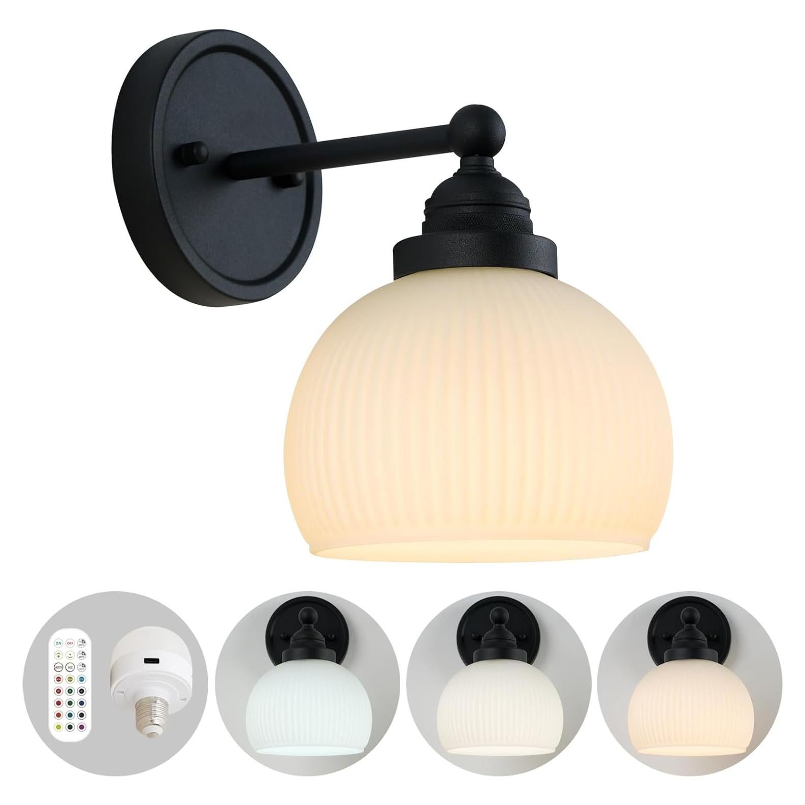 Aplique de Pared Vintage HEQIQEH Recargable con Control Remoto