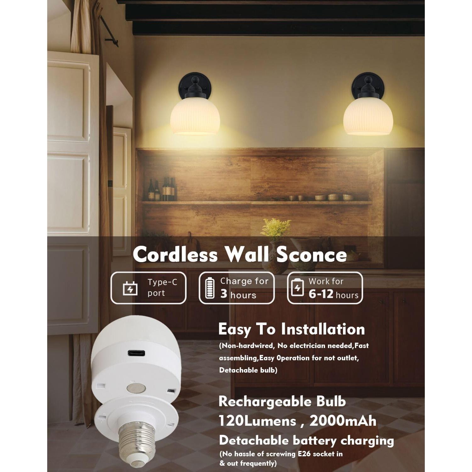 Aplique de Pared Vintage HEQIQEH Recargable con Control Remoto