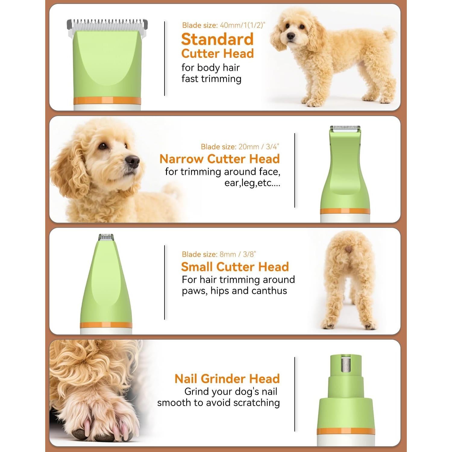 Kit de Aseo para Perros Unibono YP-7116 Eléctrico Verde