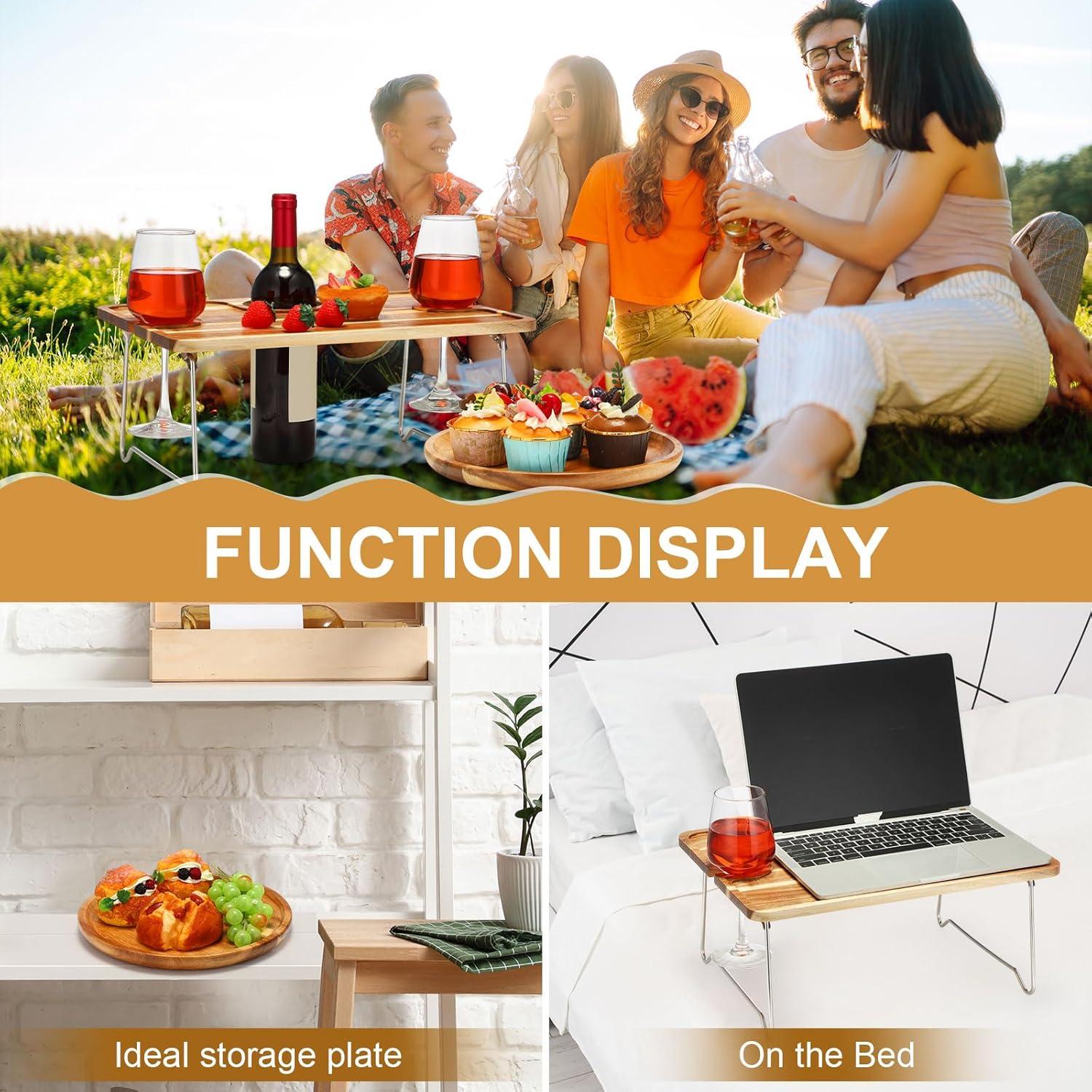 Mesa de picnic plegable Willinglong con bandeja de acacia