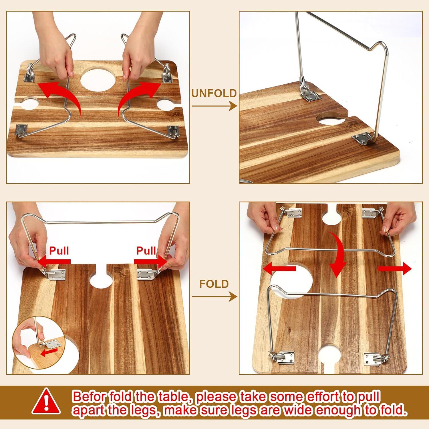 Mesa de picnic plegable Willinglong con bandeja de acacia