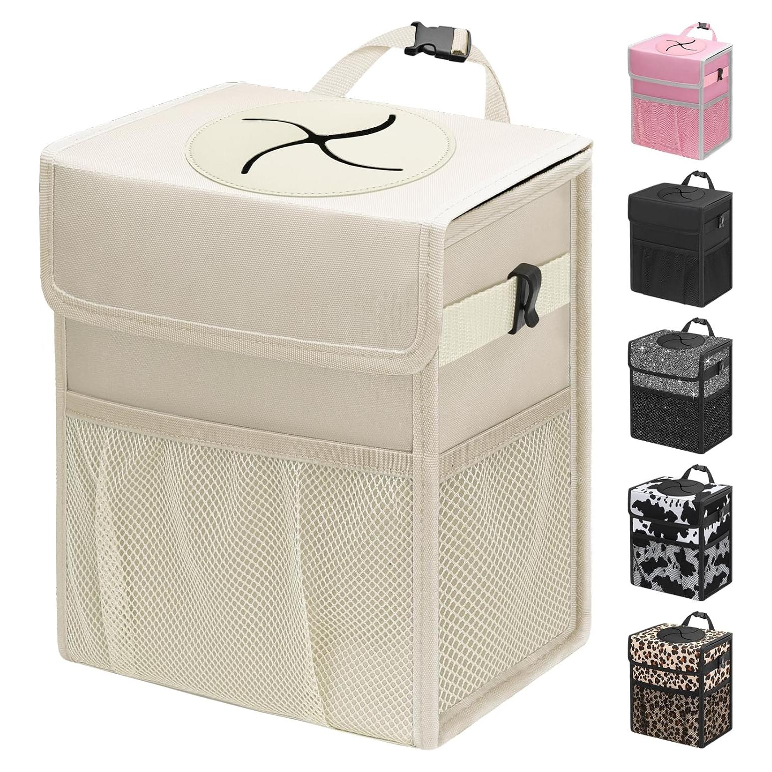 Basurero de Auto Capolo Beige 9.46L Impermeable y Plegable