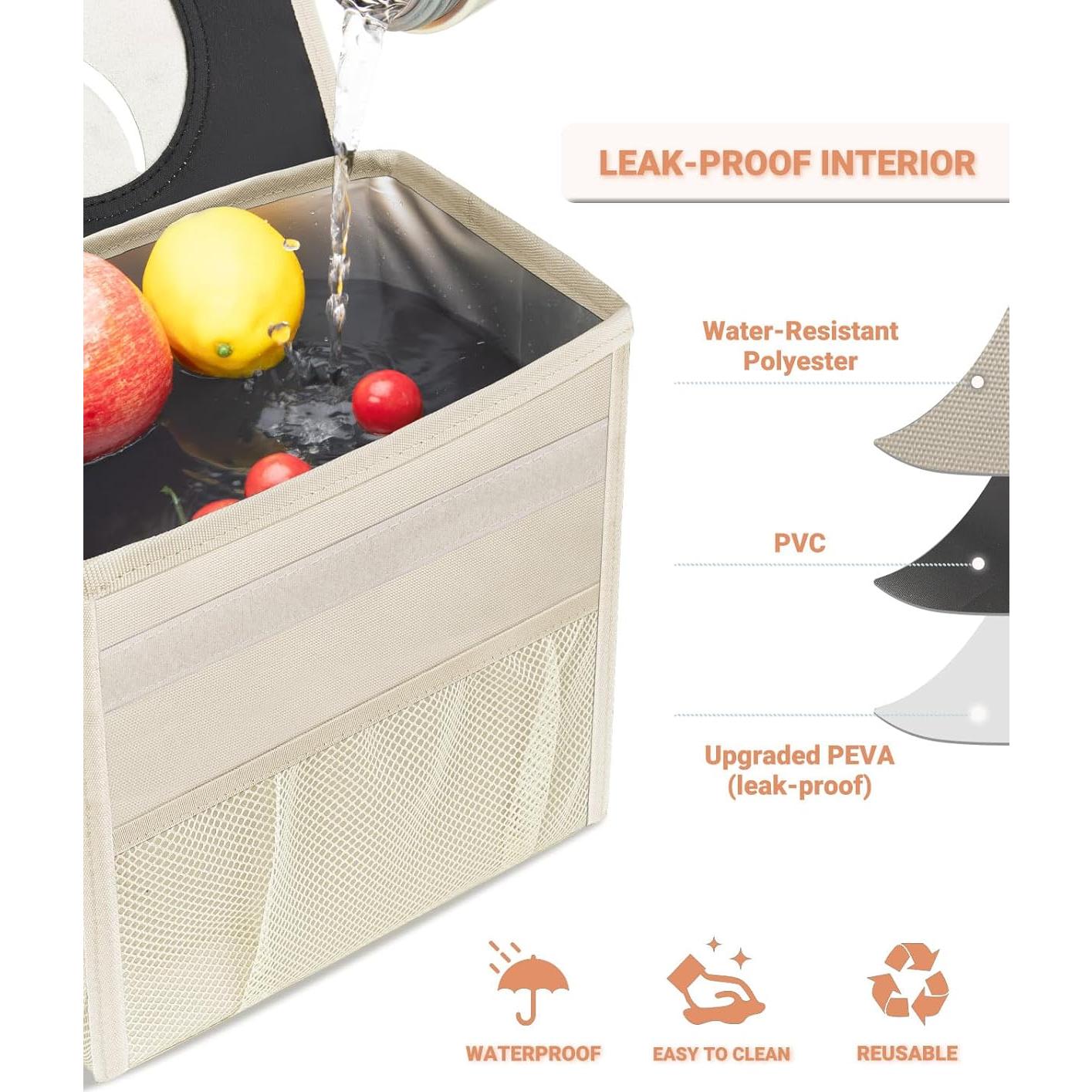 Basurero de Auto Capolo Beige 9.46L Impermeable y Plegable