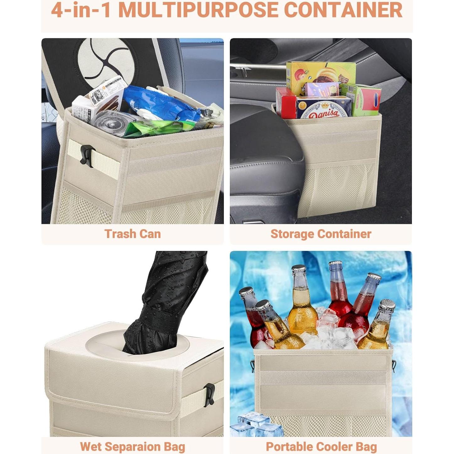 Basurero de Auto Capolo Beige 9.46L Impermeable y Plegable