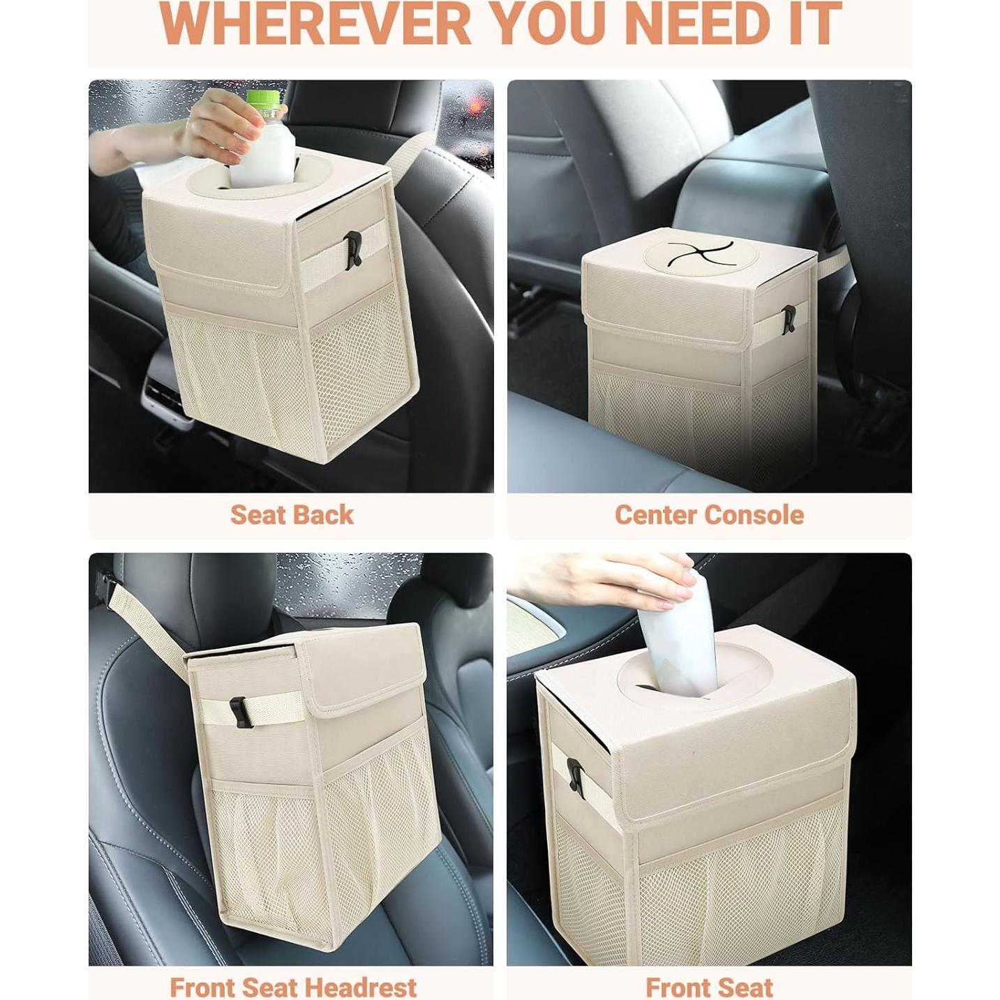 Basurero de Auto Capolo Beige 9.46L Impermeable y Plegable