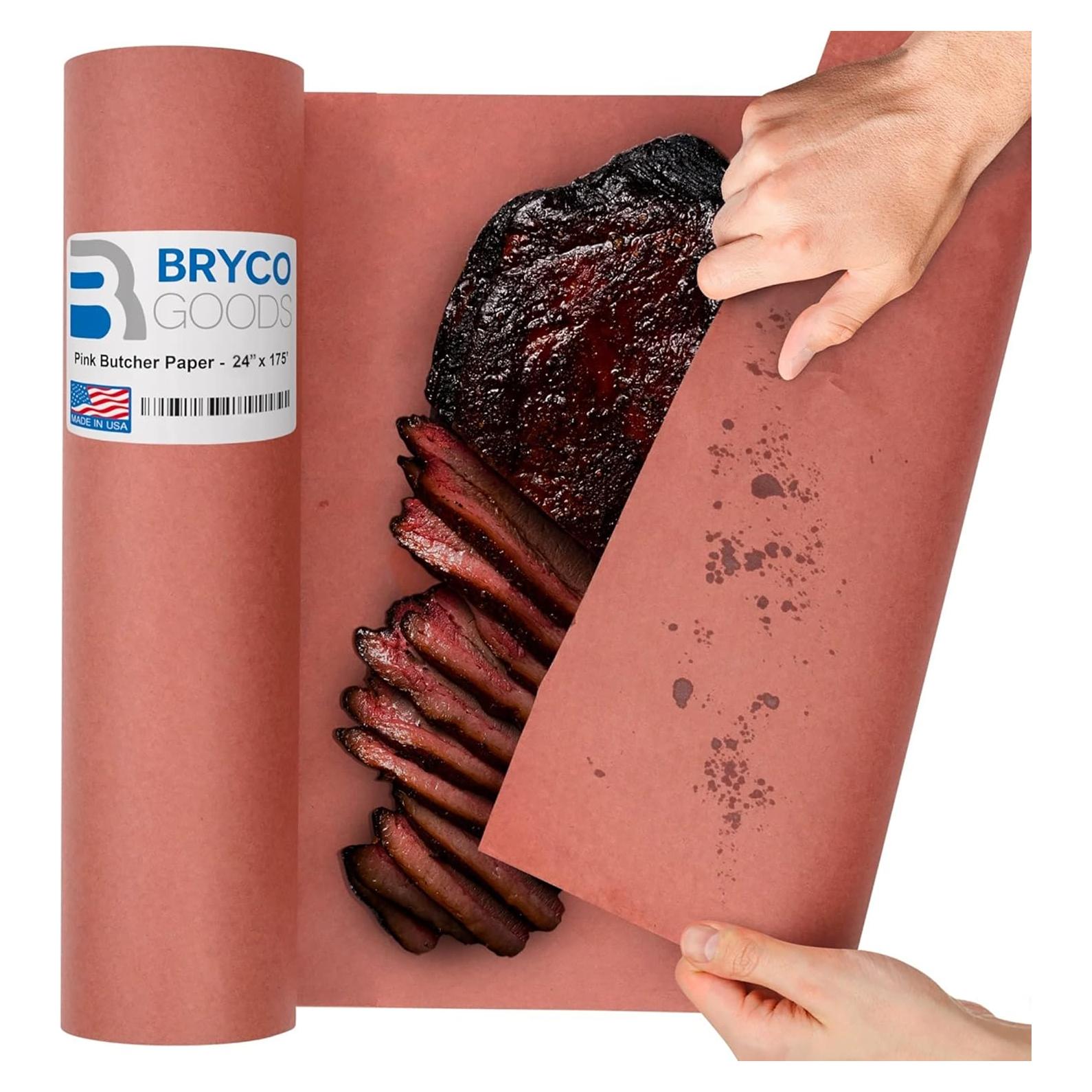 Rollo de papel de carnicero rosa Bryco Goods 61x53m grado alimenticio