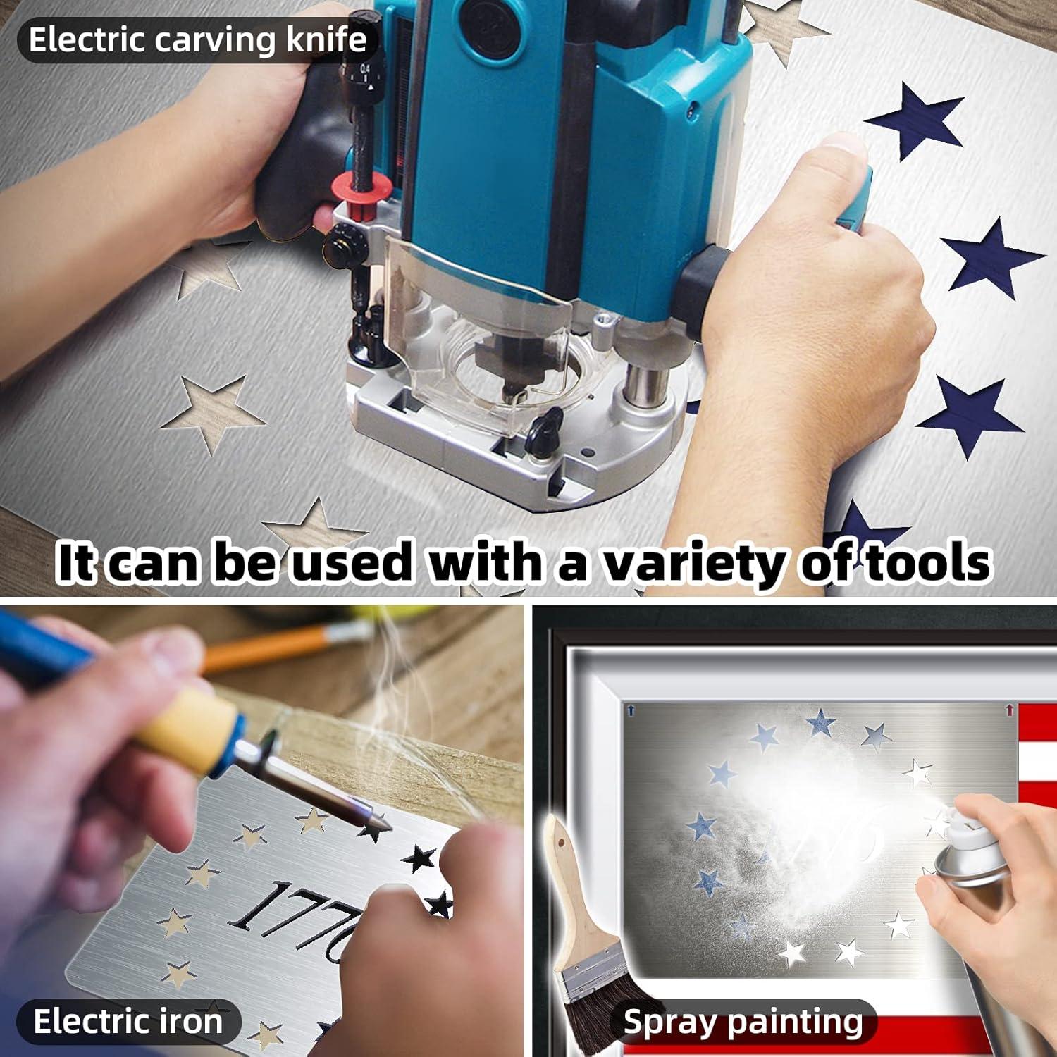 Plantilla de Bandera Americana Folconroad 14.8x10.5in Acero Inoxidable