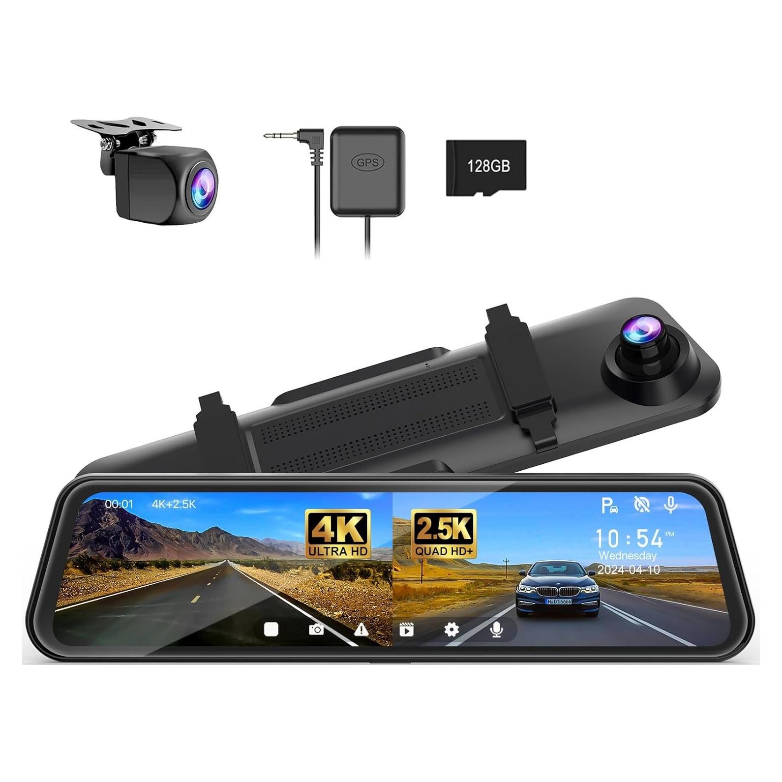 Cámara de tablero PRUVEEO H6 4K con GPS y pantalla táctil 12"