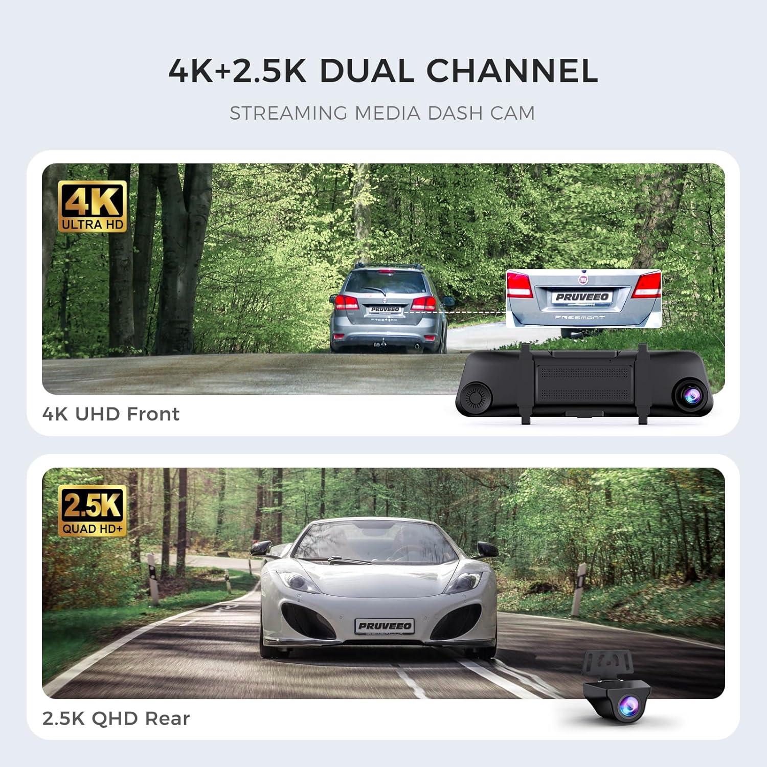 Cámara de tablero PRUVEEO H6 4K con GPS y pantalla táctil 12"