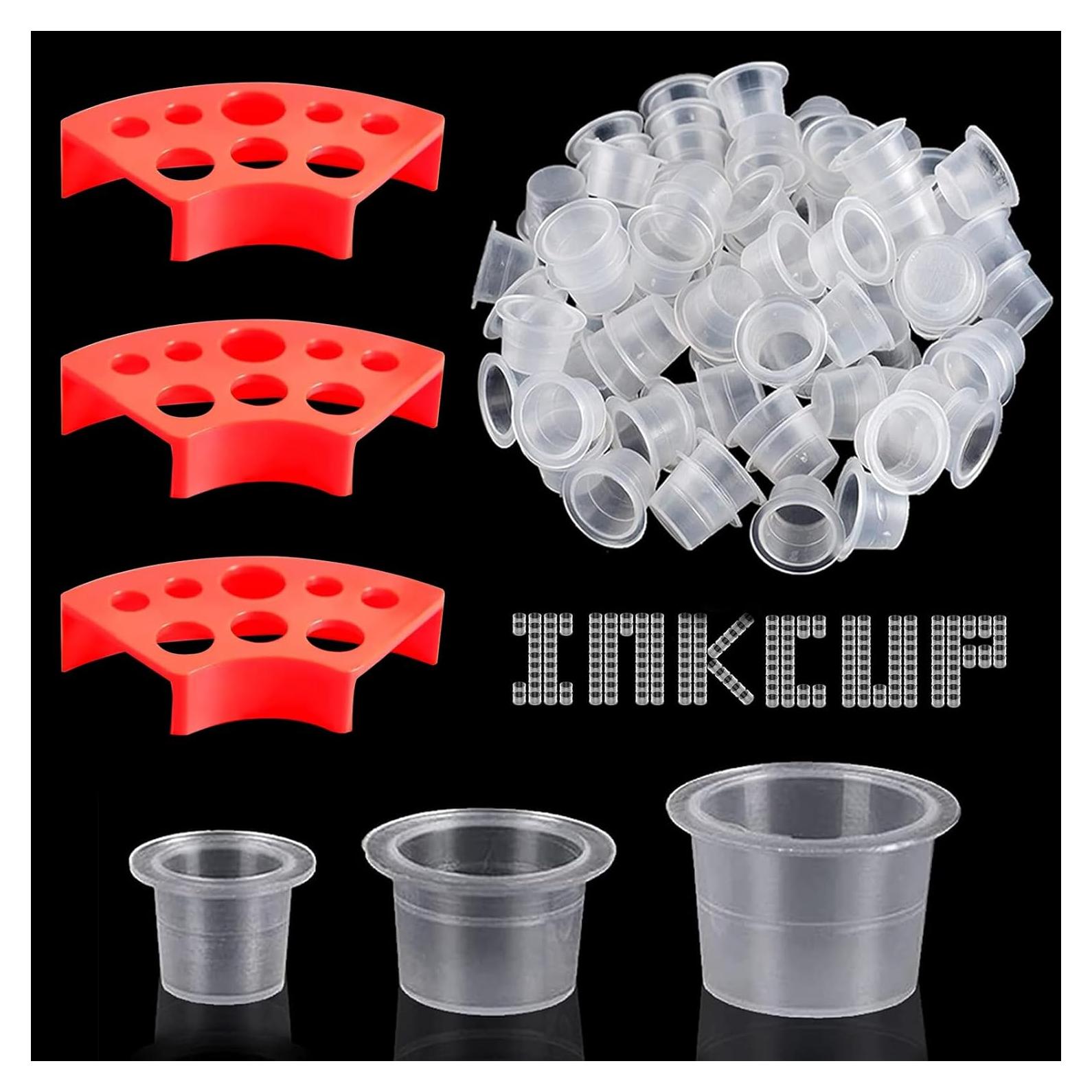 Tazas de Tinta para Tatuajes WZPB - 300 Piezas Mixtas + Soporte