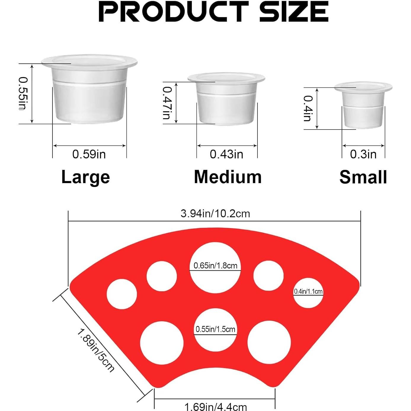 Tazas de Tinta para Tatuajes WZPB - 300 Piezas Mixtas + Soporte