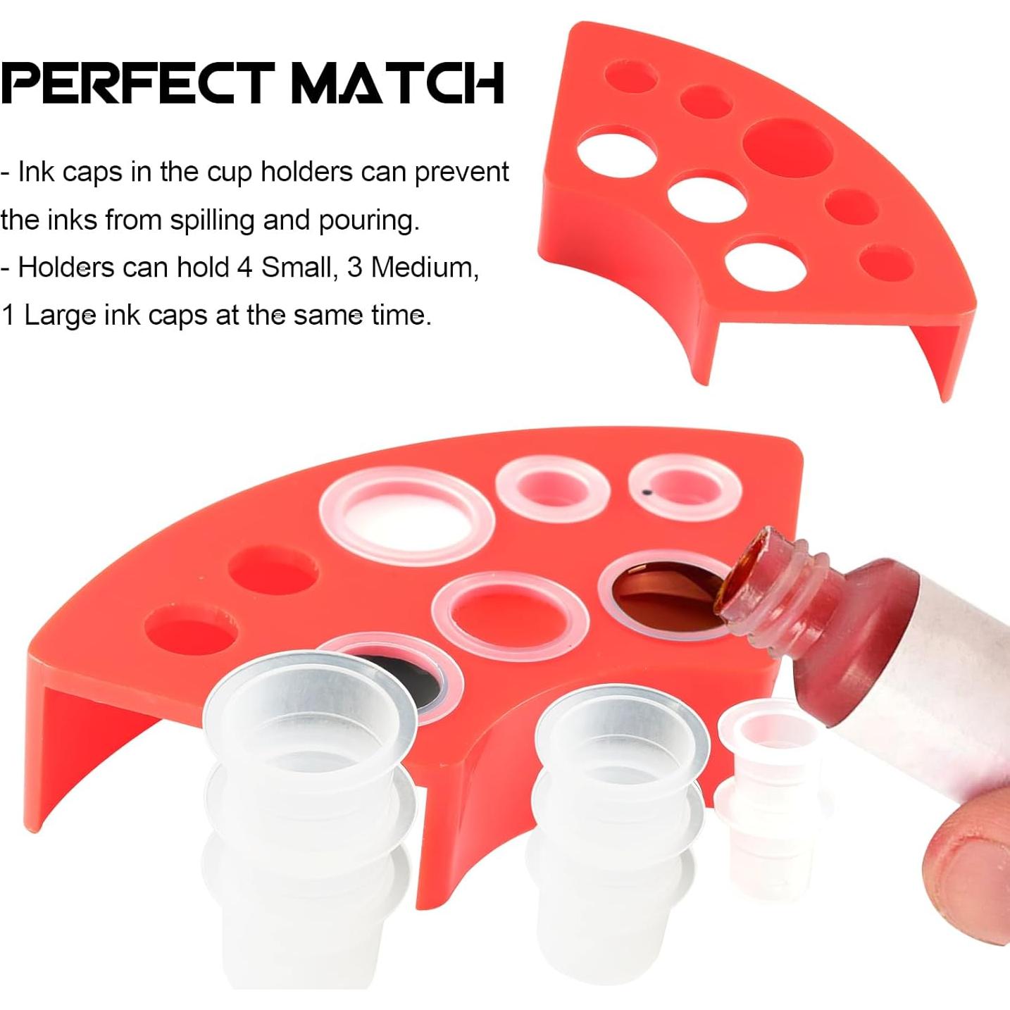 Tazas de Tinta para Tatuajes WZPB - 300 Piezas Mixtas + Soporte