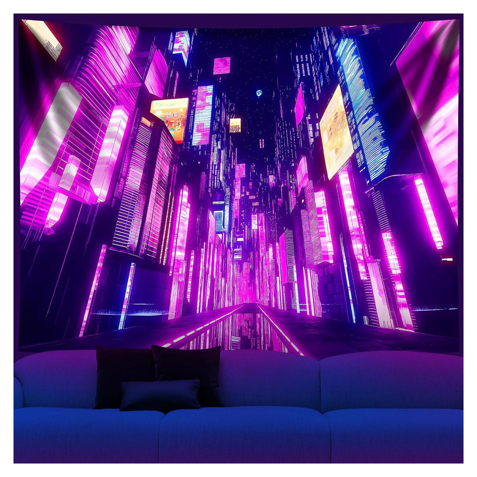 Tapiz de Anime Japonés NYZE 200x150 cm Luz Negra Futurista