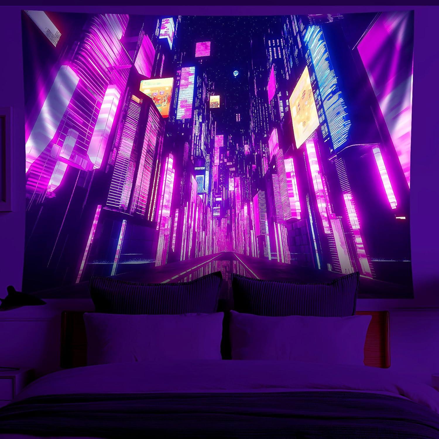 Tapiz de Anime Japonés NYZE 200x150 cm Luz Negra Futurista