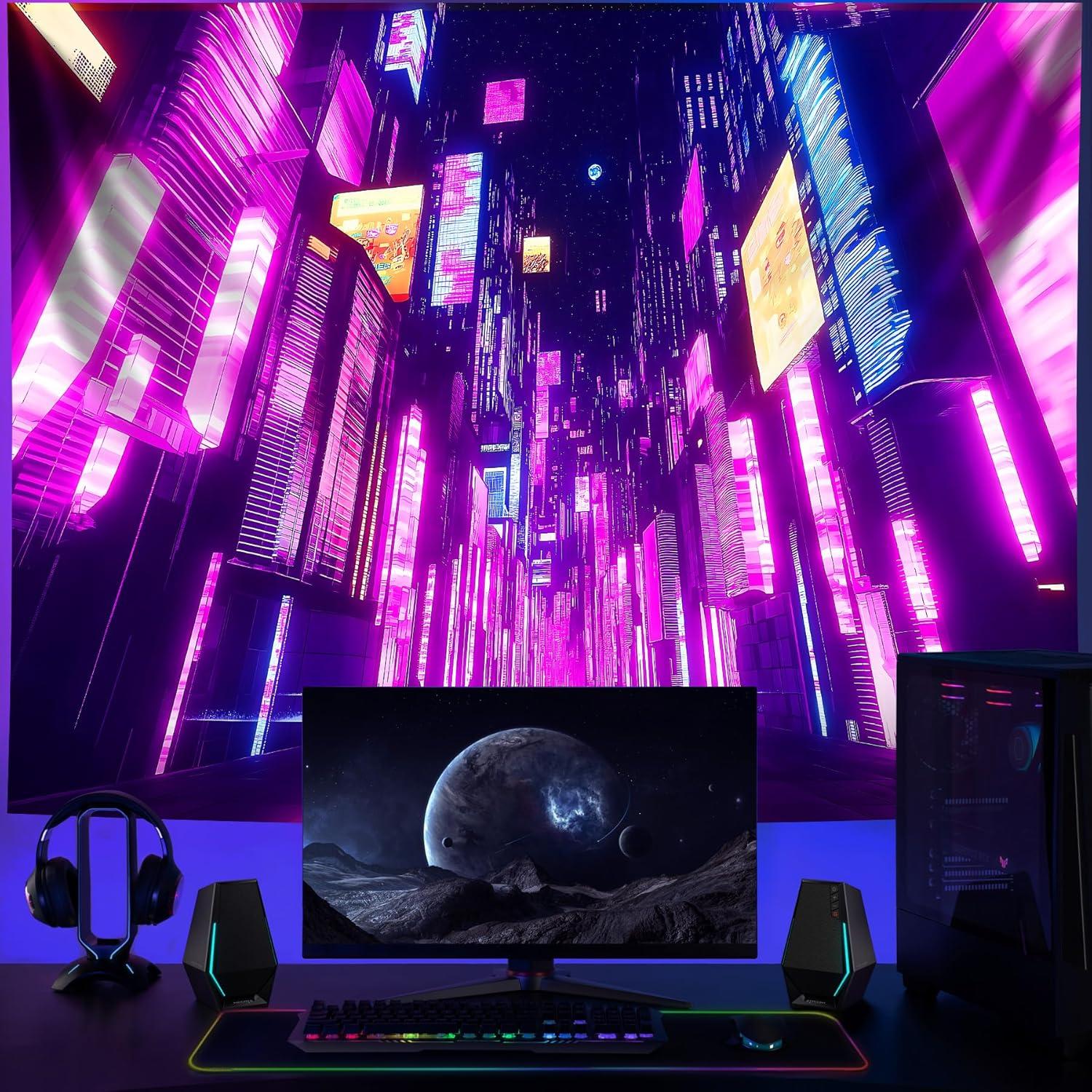 Tapiz de Anime Japonés NYZE 200x150 cm Luz Negra Futurista