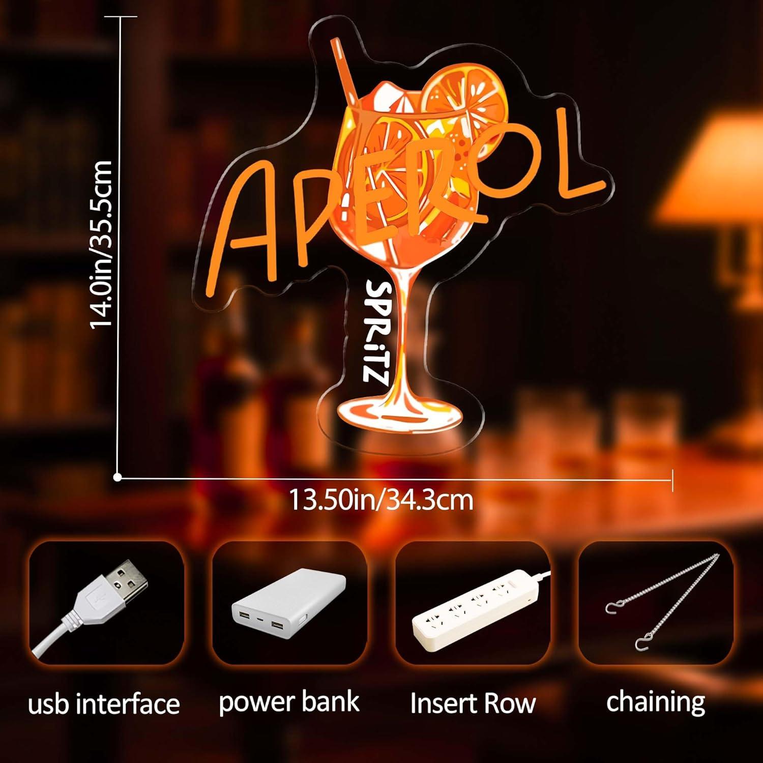 Luz de Neón Aperol Spritz LED 35.56 x 34.29 cm para Bar