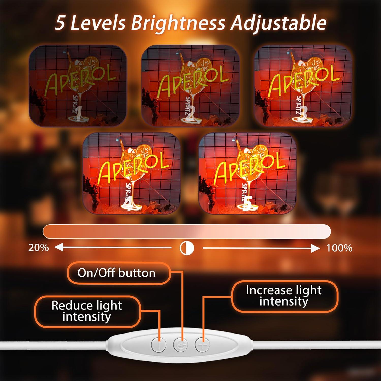 Luz de Neón Aperol Spritz LED 35.56 x 34.29 cm para Bar