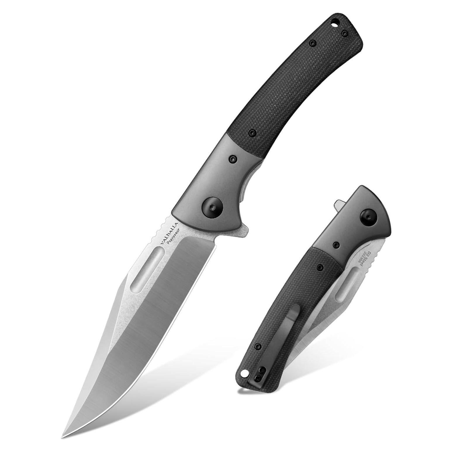 Cuchillo de bolsillo VALHALLA PTEROSAUR, acero D2 9.9 cm, negro