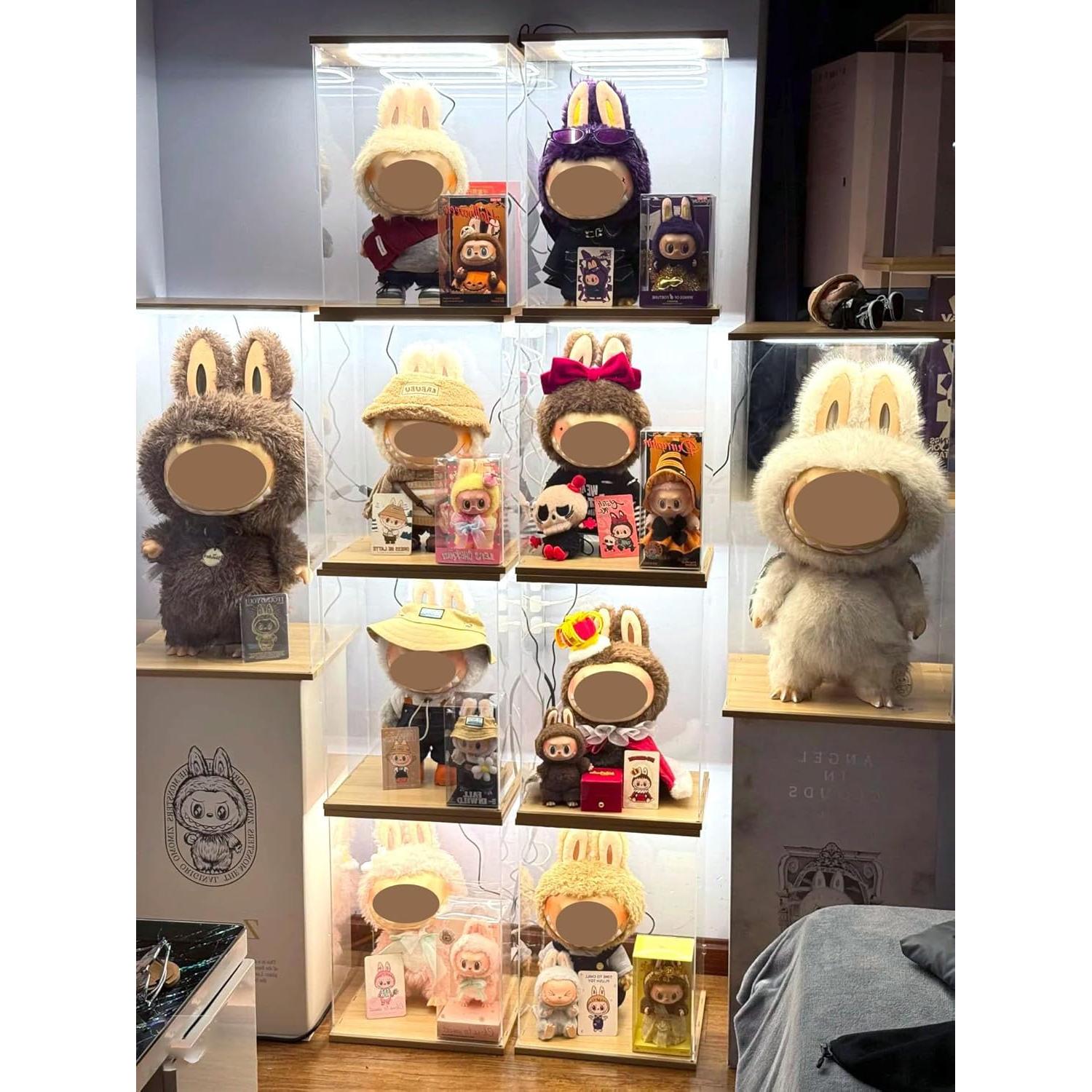 Caja de Exhibición Acrílica Duvin para Muñeca Labubu 39.88 cm LED