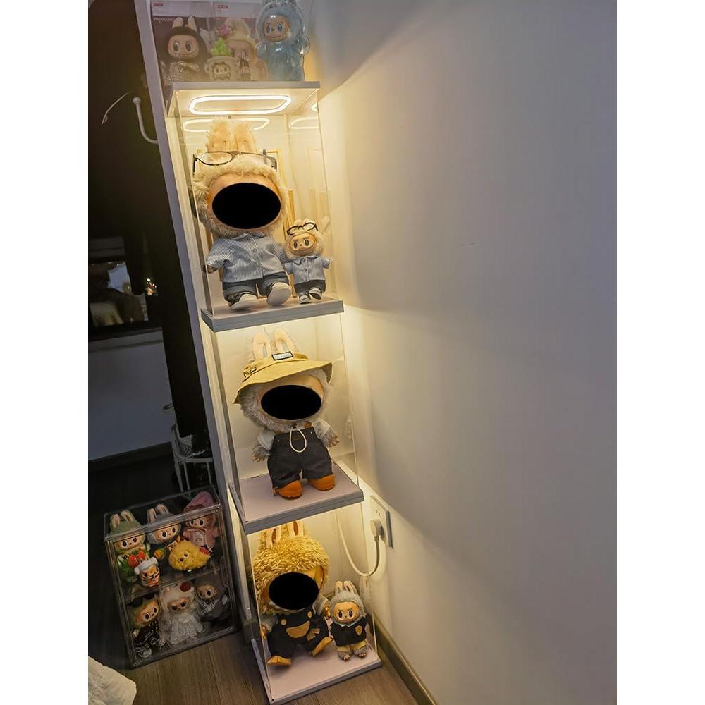 Caja de Exhibición Acrílica Duvin para Muñeca Labubu 39.88 cm LED