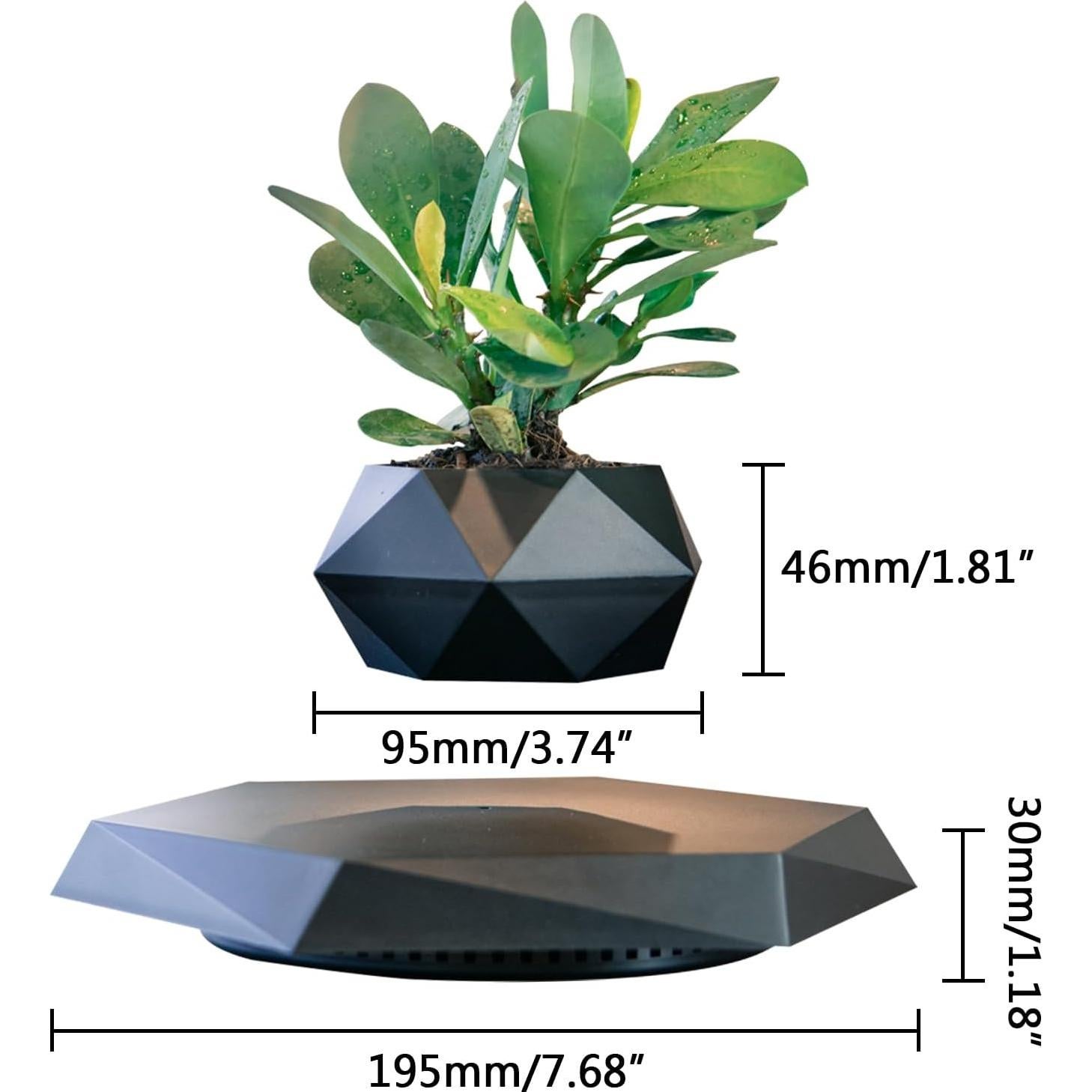Maceta Flotante Magnética INOVAXION Hexagonal Negra 19.3cm