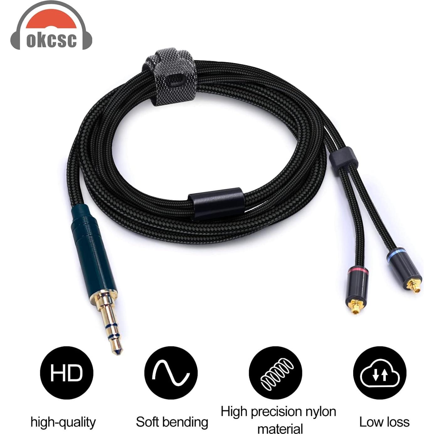 Cable de actualización 2.5mm MMCX dorado OKCSC para auriculares