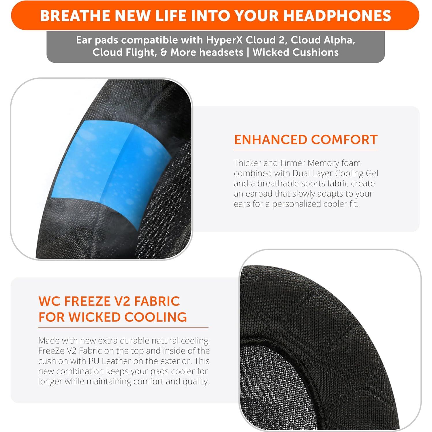 Almohadillas de Gel Enfriamiento WC Freeze V2 para HyperX Cloud