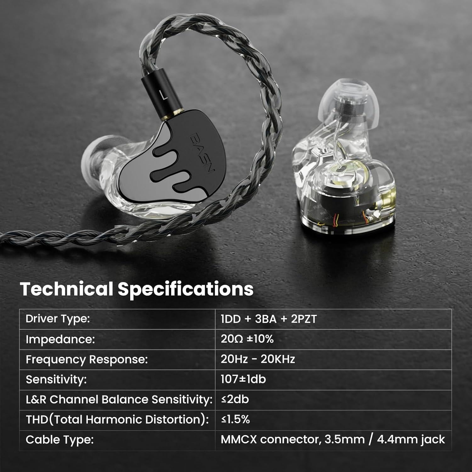 Auriculares In-Ear BASN BmasterX Pro 6 Controladores Sonido Claro