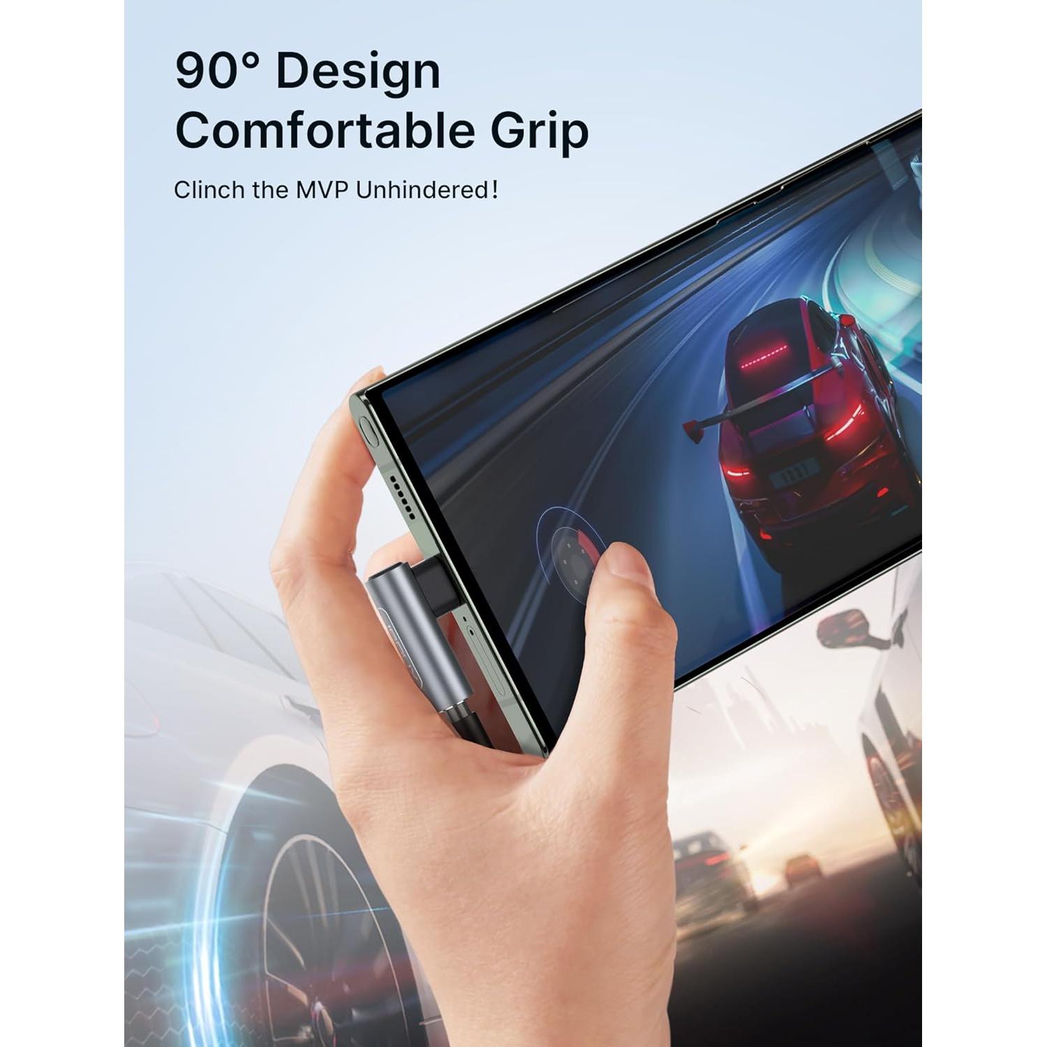 JSAUX 2 Pack Right Angle USB C to 3.5mm Audio Adapter, Type USB C to Headphone Jack Dongle Aux Adapter Compatible with Samsung Galaxy S24/S23/S22/S21 Ultra, iPad Pro, Pixel, iPhone 17/16/15/14 - Grey