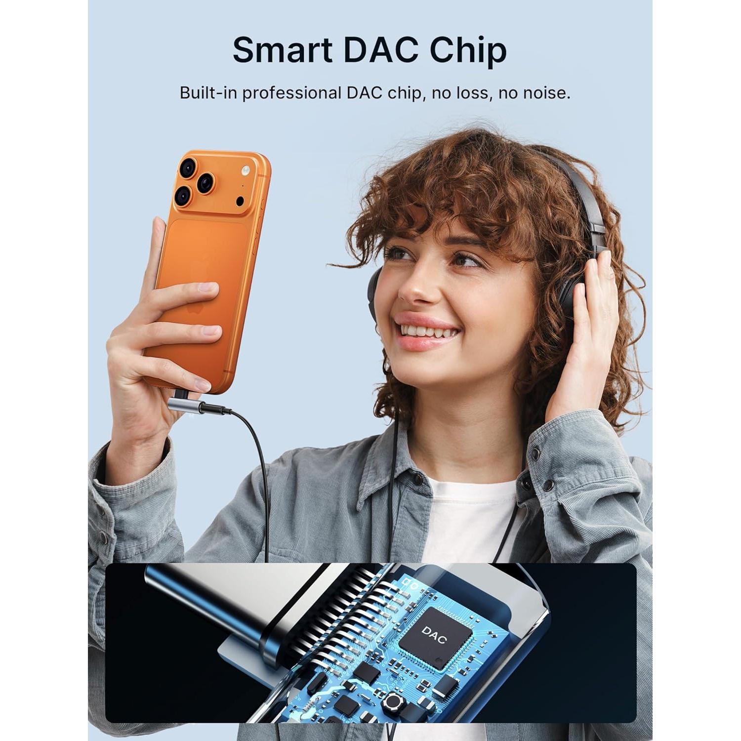 JSAUX 2 Pack Right Angle USB C to 3.5mm Audio Adapter, Type USB C to Headphone Jack Dongle Aux Adapter Compatible with Samsung Galaxy S24/S23/S22/S21 Ultra, iPad Pro, Pixel, iPhone 17/16/15/14 - Grey