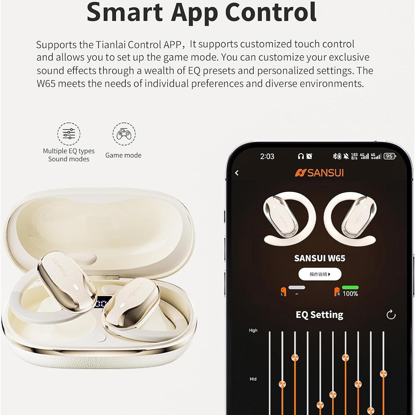 Auriculares inalámbricos SANSUI W65 Bluetooth 5.4 IPX4 30H