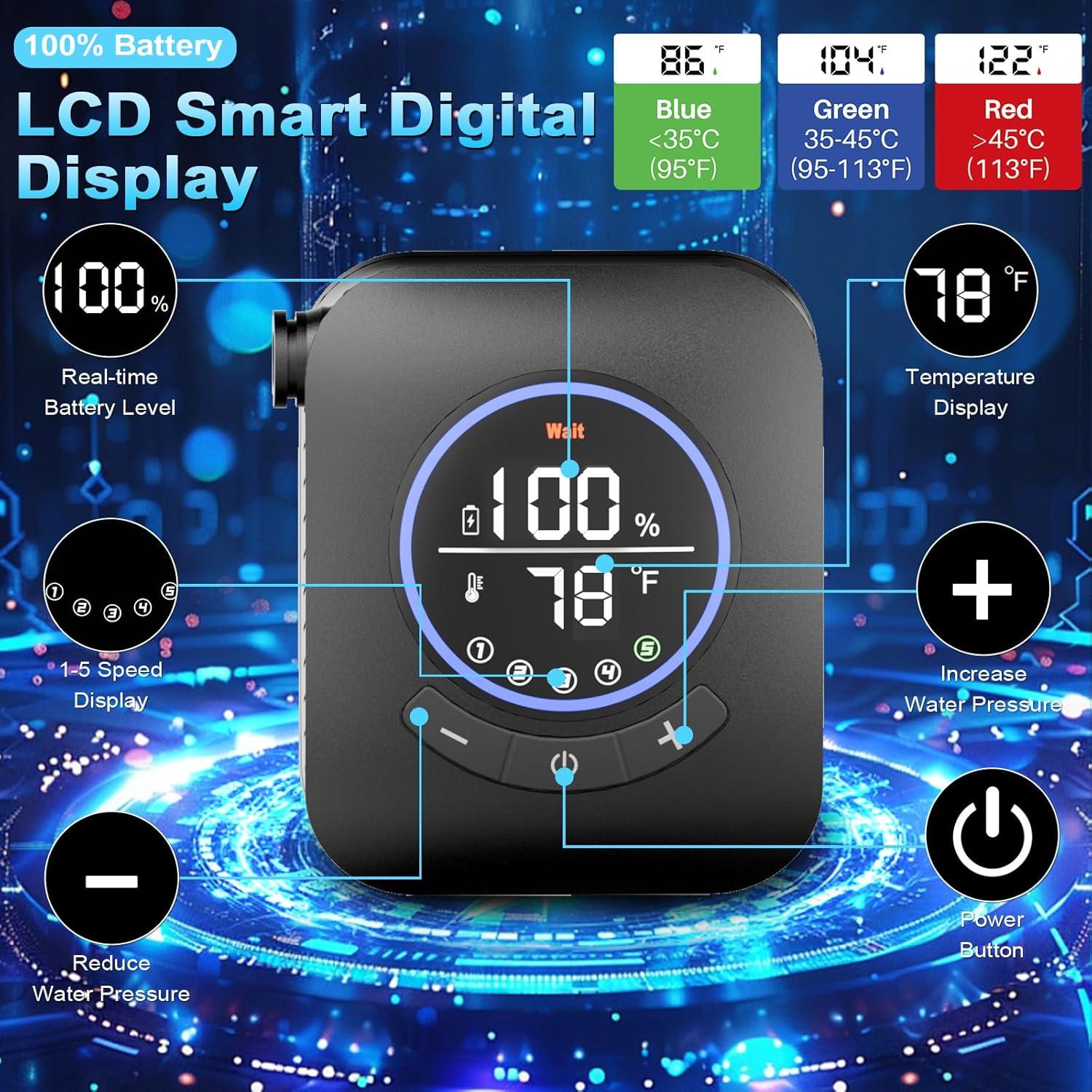 Ducha Portátil AYWOHA A2501 Recargable 8000mAh 5 Niveles